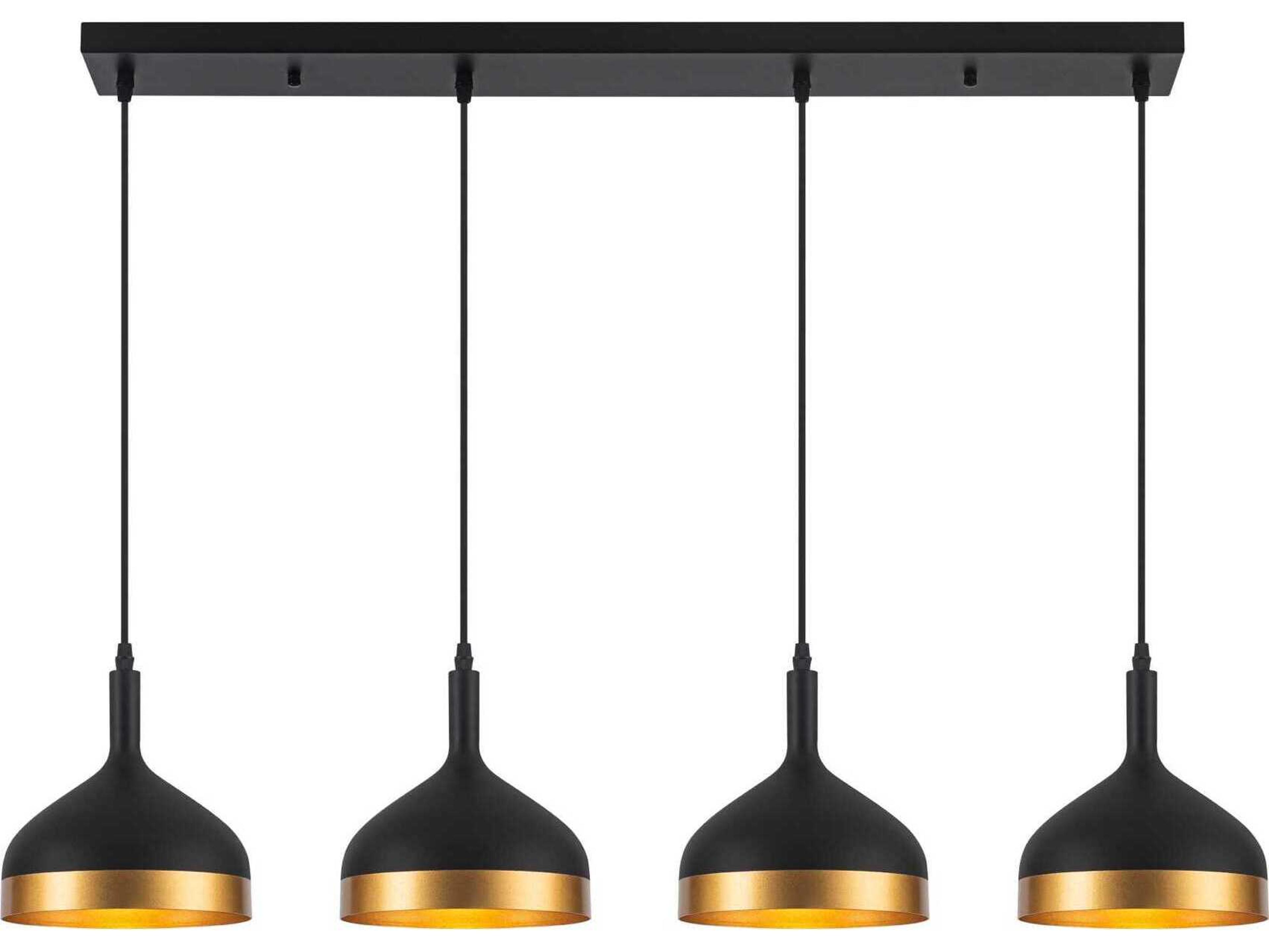Artcraft Dash 4-Light Black Gold Linear Island Pendant