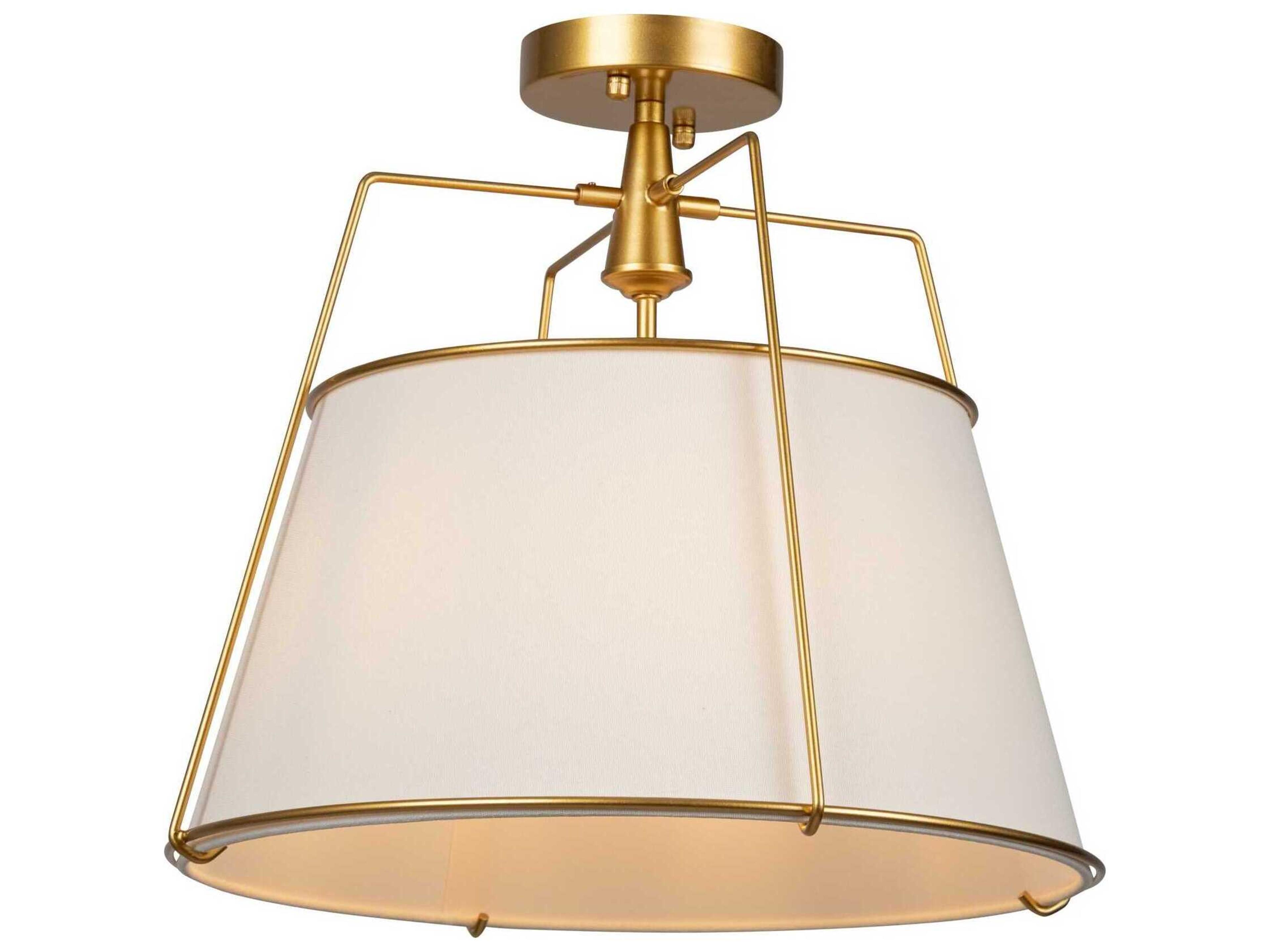 Artcraft Pullman 3-Light Brass Drum Semi Flush Mount
