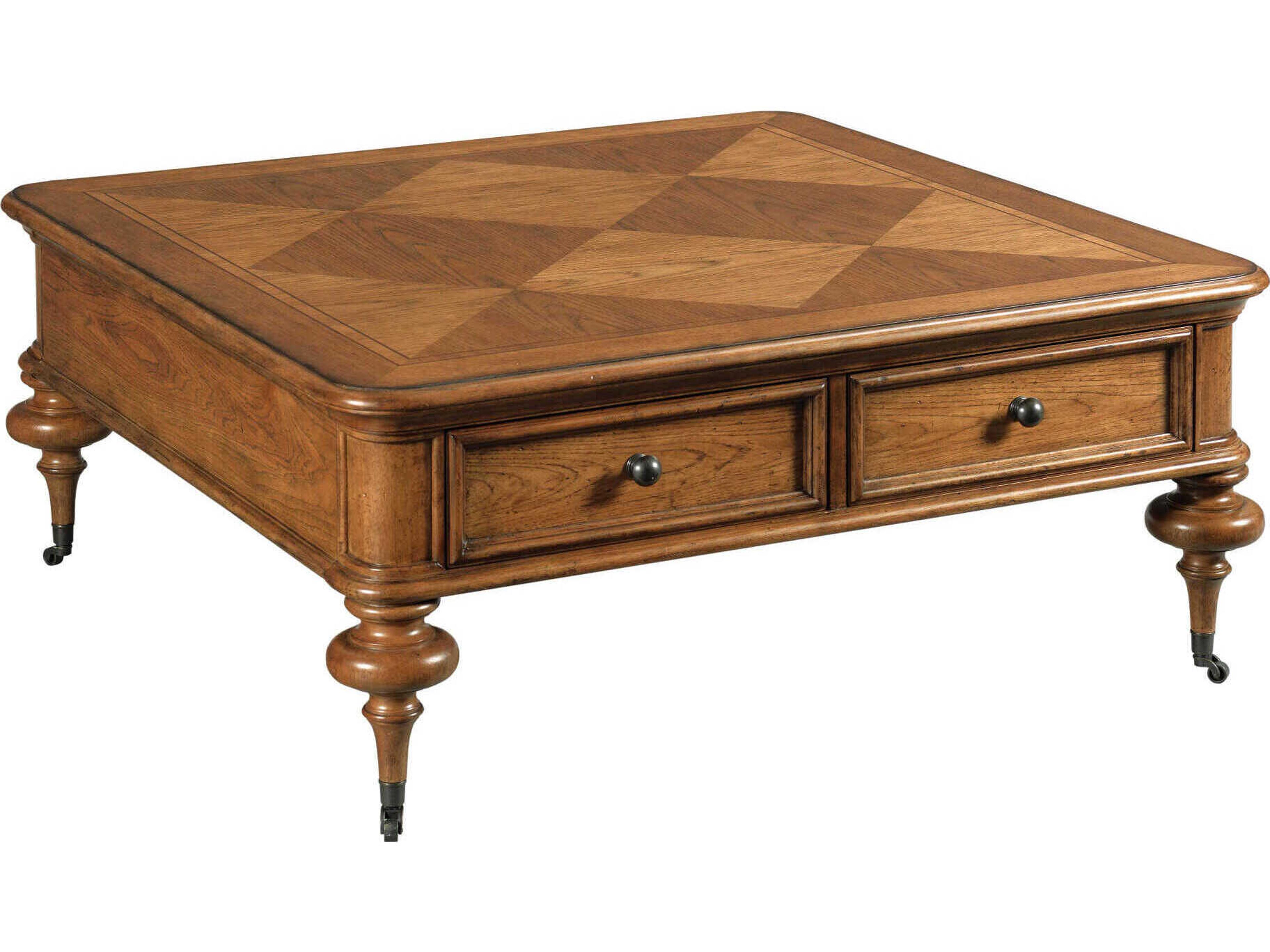 American Drew Berkshire Pearson Square Wood Cognac Coffee Table