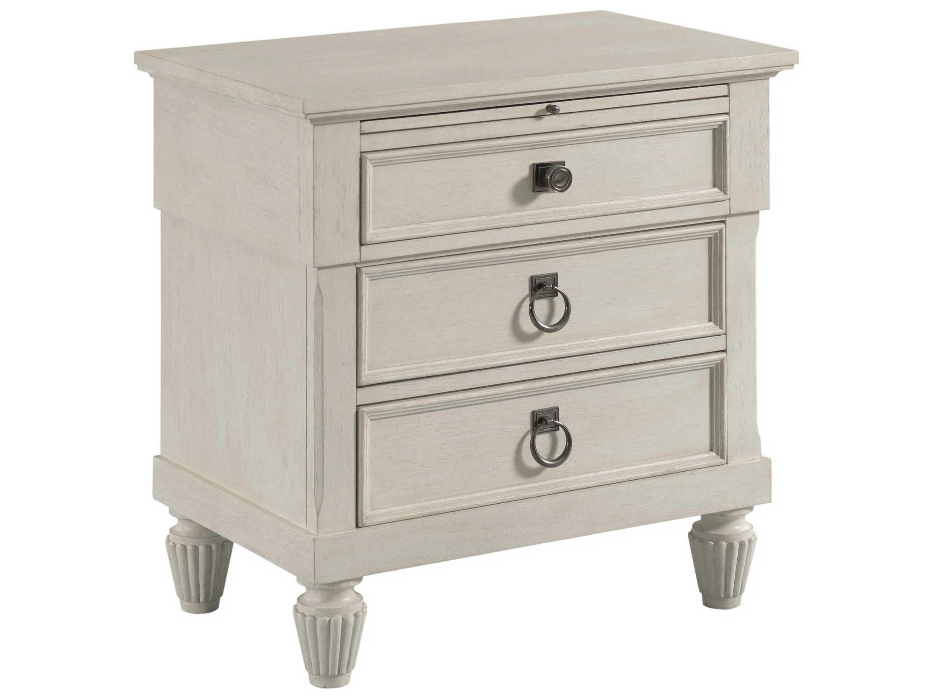 American Drew Grand Bay Augustine 3-Drawers White Hardwood Nightstand
