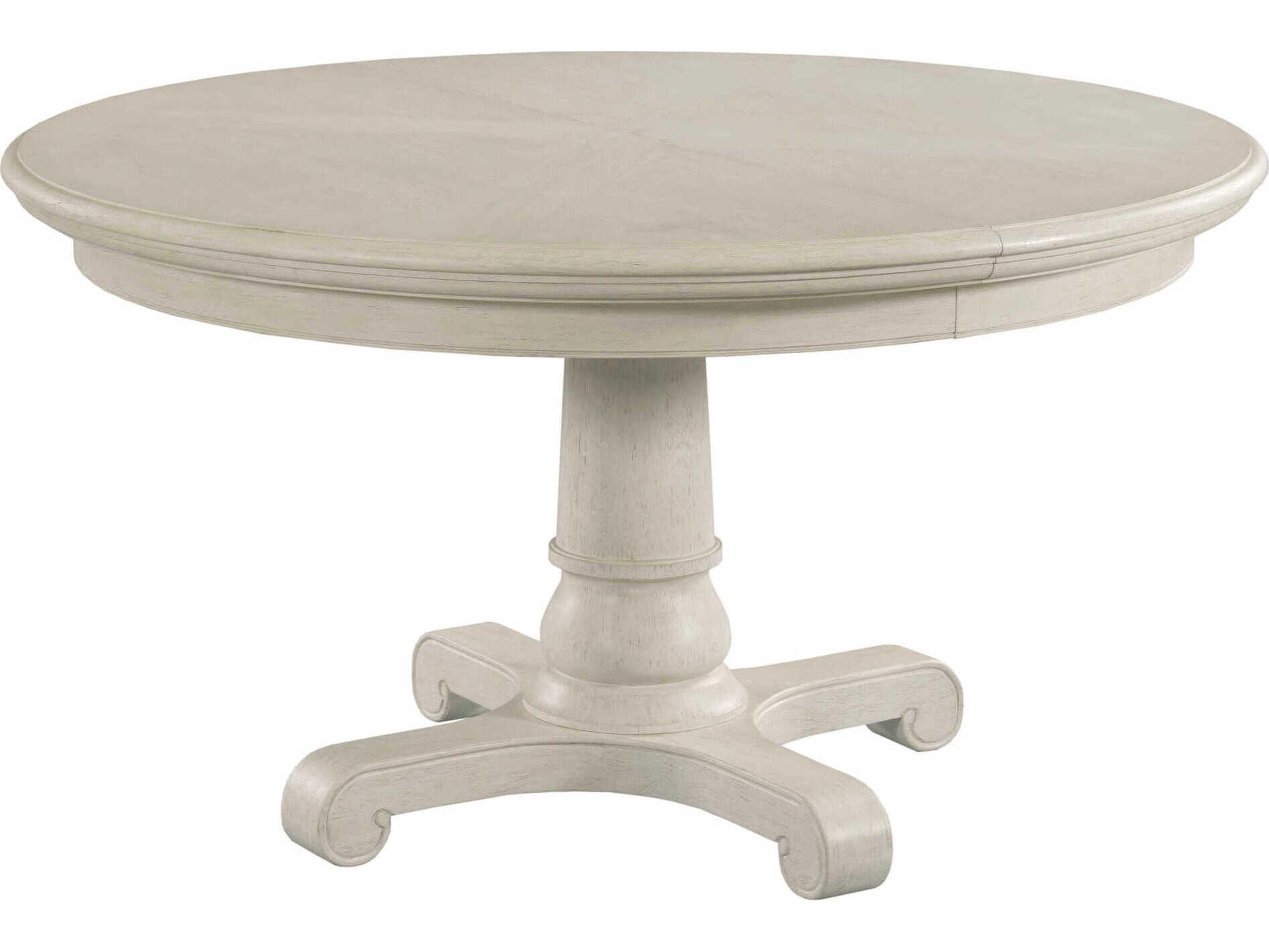 American Drew Grand Bay Caswell Round Wood Egret Dining Table