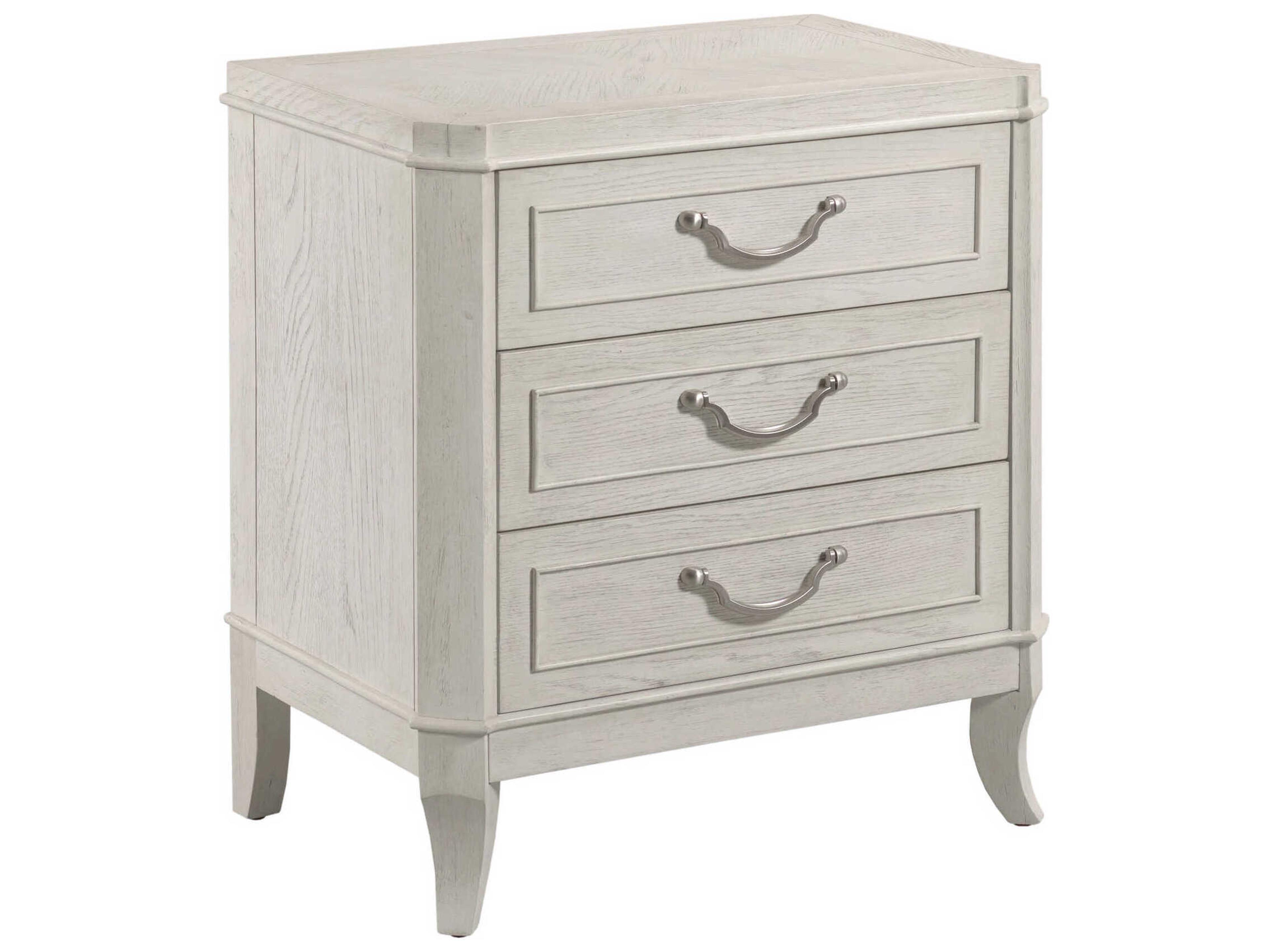 American Drew Harmony Emelie 3-Drawers White Oak Wood Nightstand