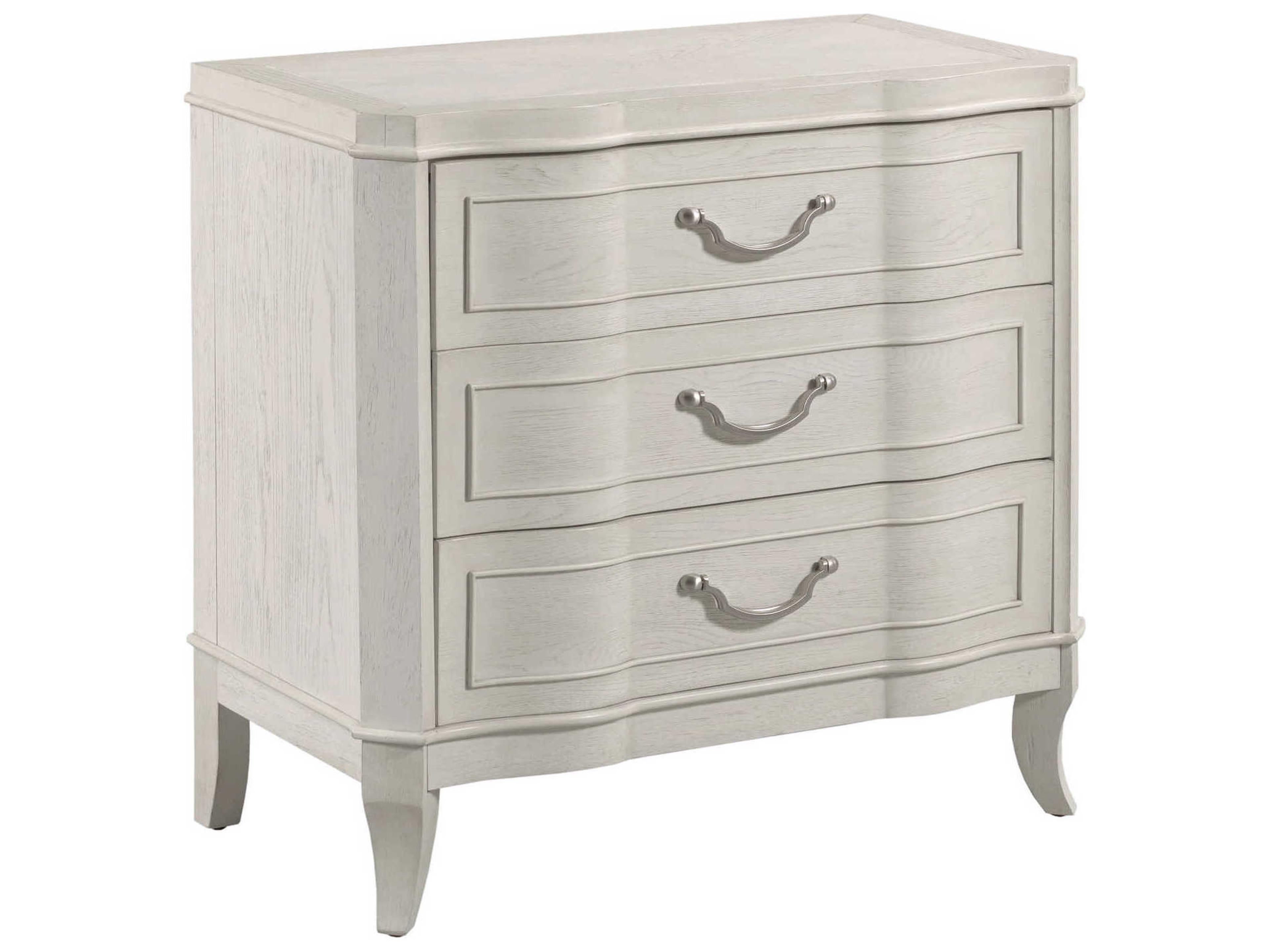 American Drew Harmony Angeline 3-Drawers White Oak Wood Nightstand