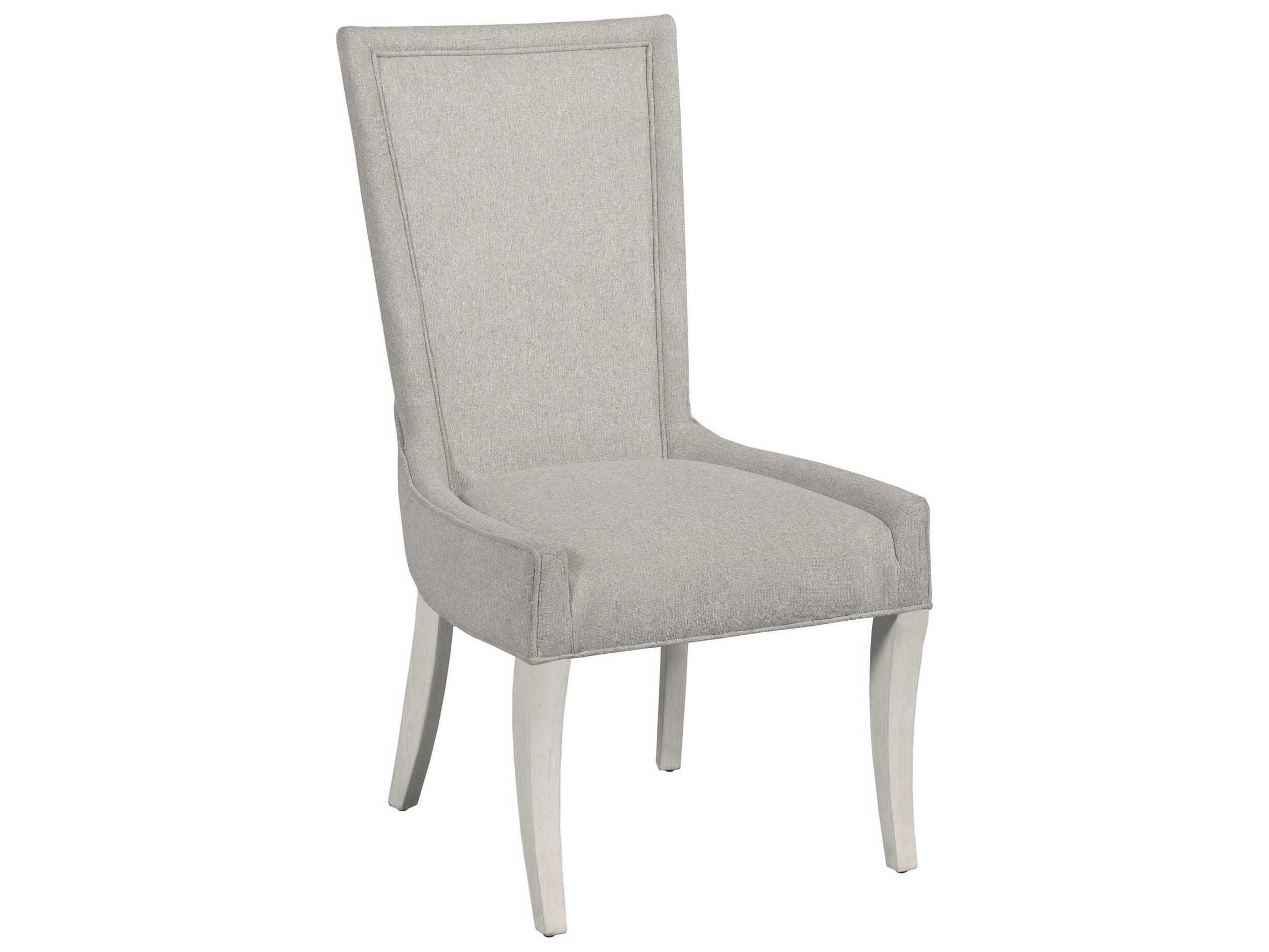 American Drew Harmony Maxine Oak Wood Gray Upholstered Armless Dining Chair