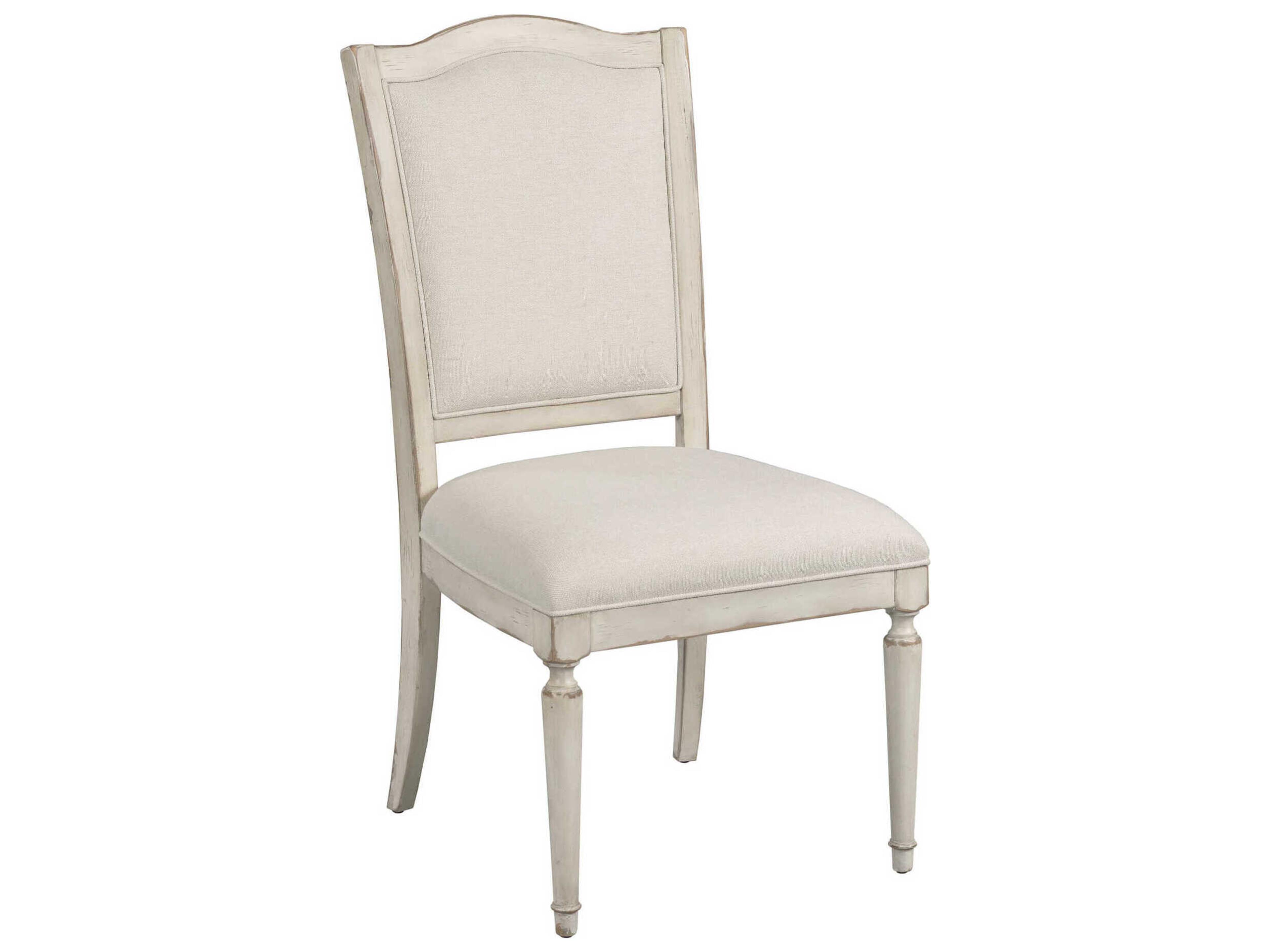 American Drew Cambric Daniella Oak Wood White Upholstered Armless Dining Chair