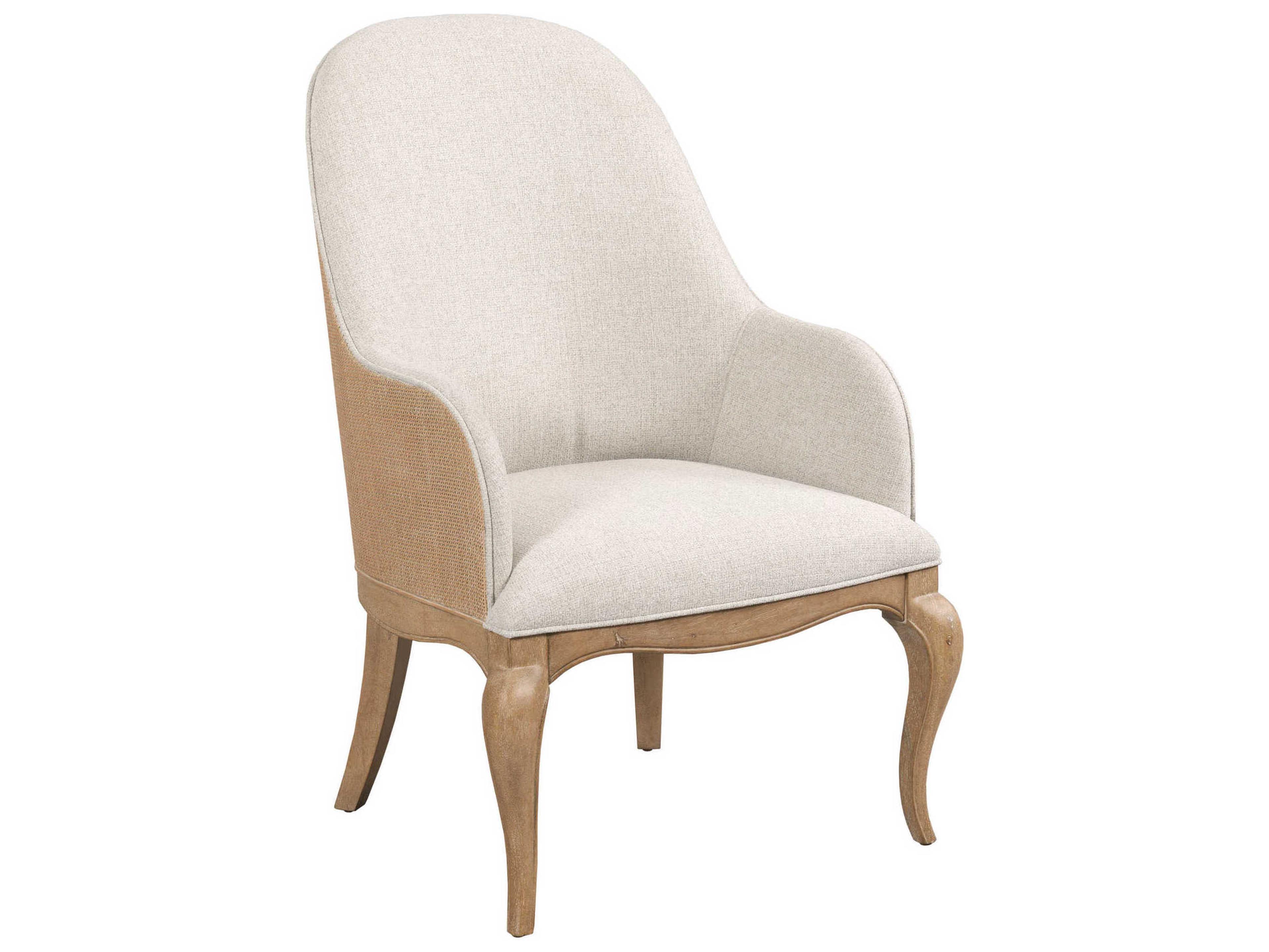 American Drew Chastain Medford Solid Wood Brown Upholstered Arm Dining Chair