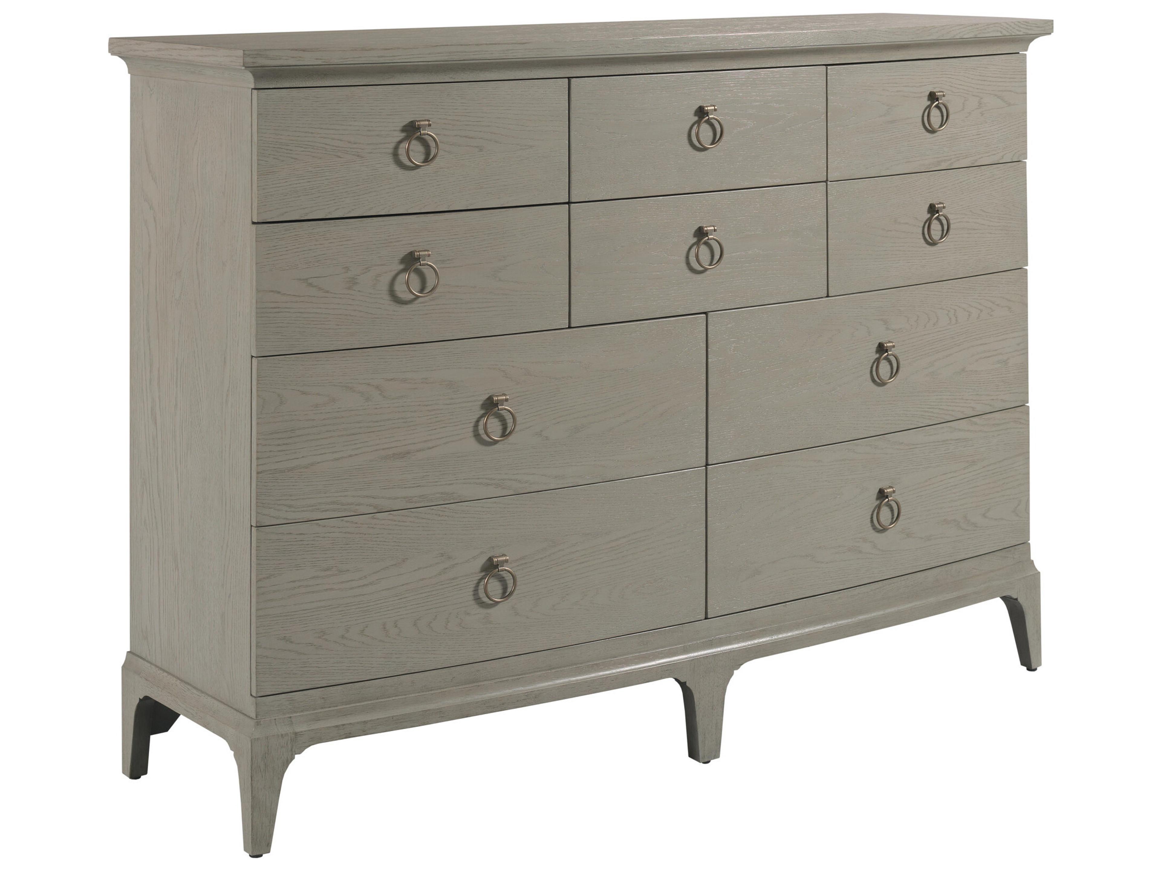 American Drew Milan Gray Oak Wood Double Dresser