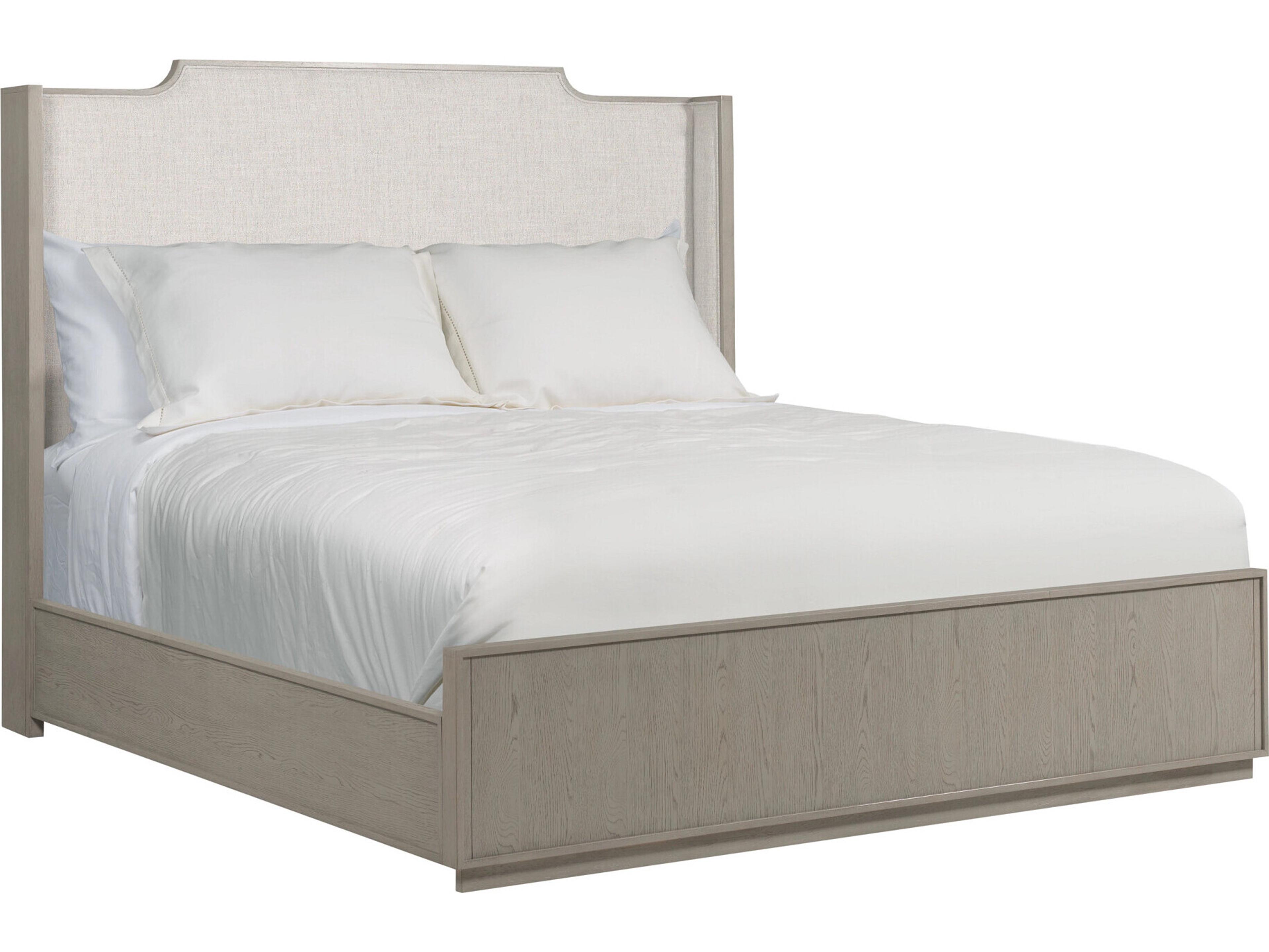 American Drew Milan Oak Wood Upholstered King Panel Bed