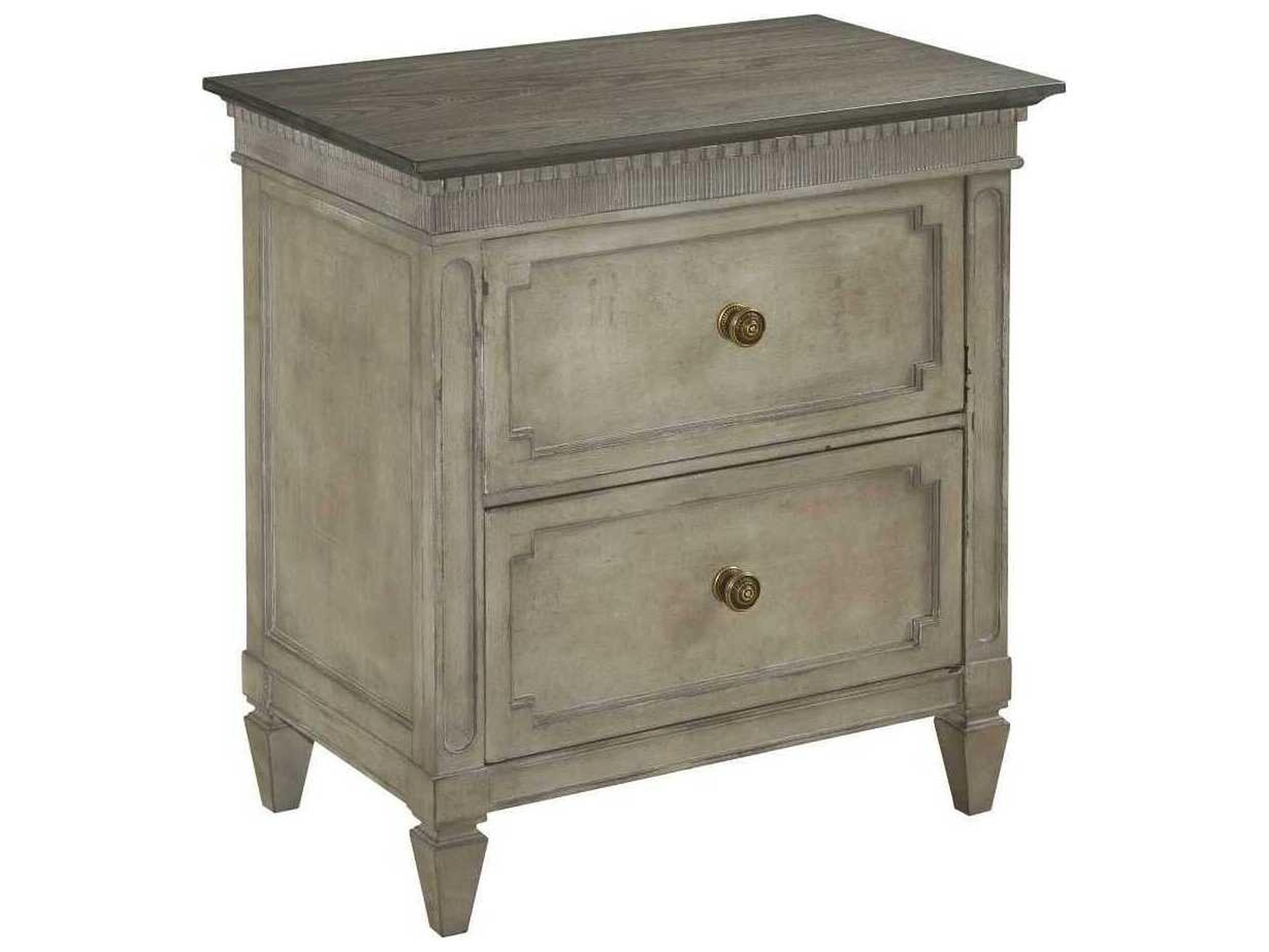American Drew Savona Ax 2-Drawers Gray Elm Wood Nightstand
