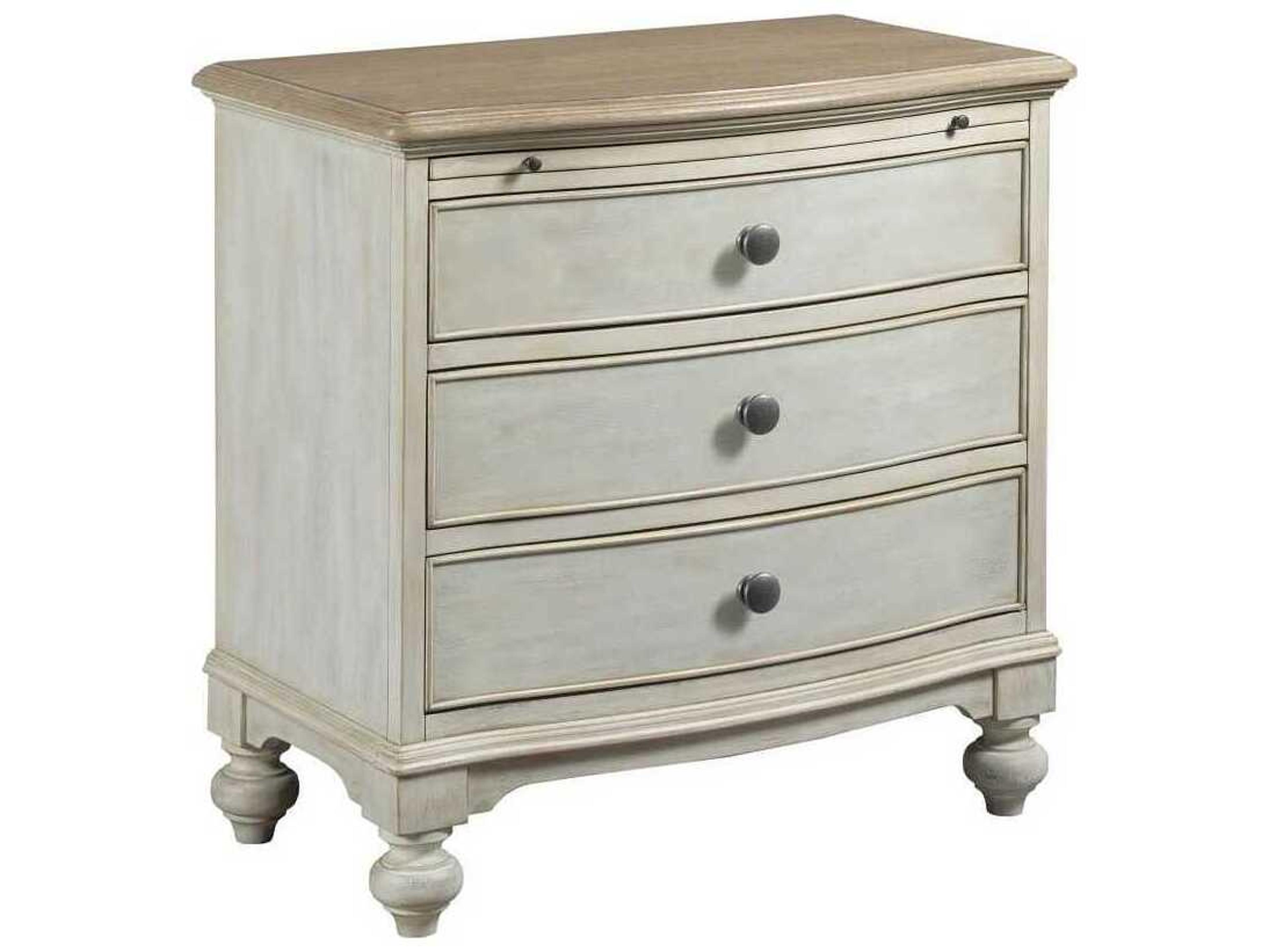 American Drew Litchfield Elgin 3-Drawers Beige Hardwood Chest Nightstand
