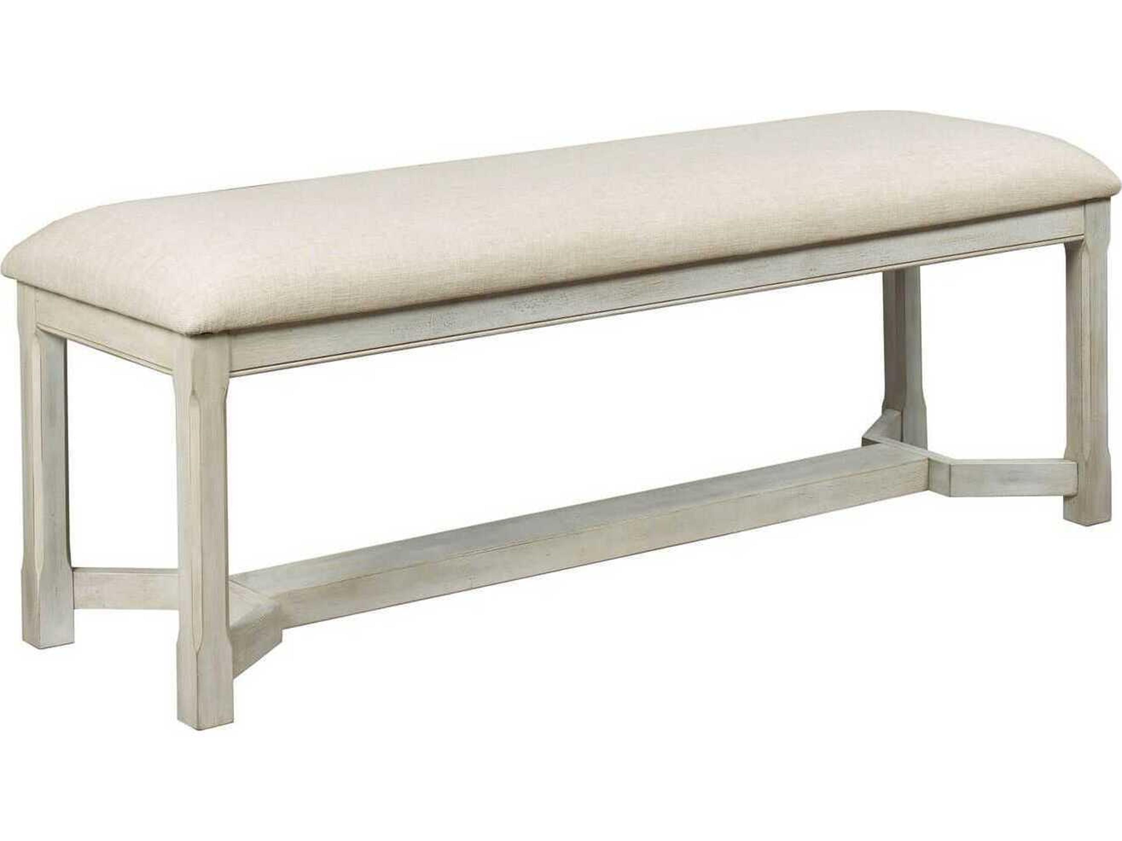 American Drew Litchfield Clayton Sun Washed Beige Upholstered Accent Bench