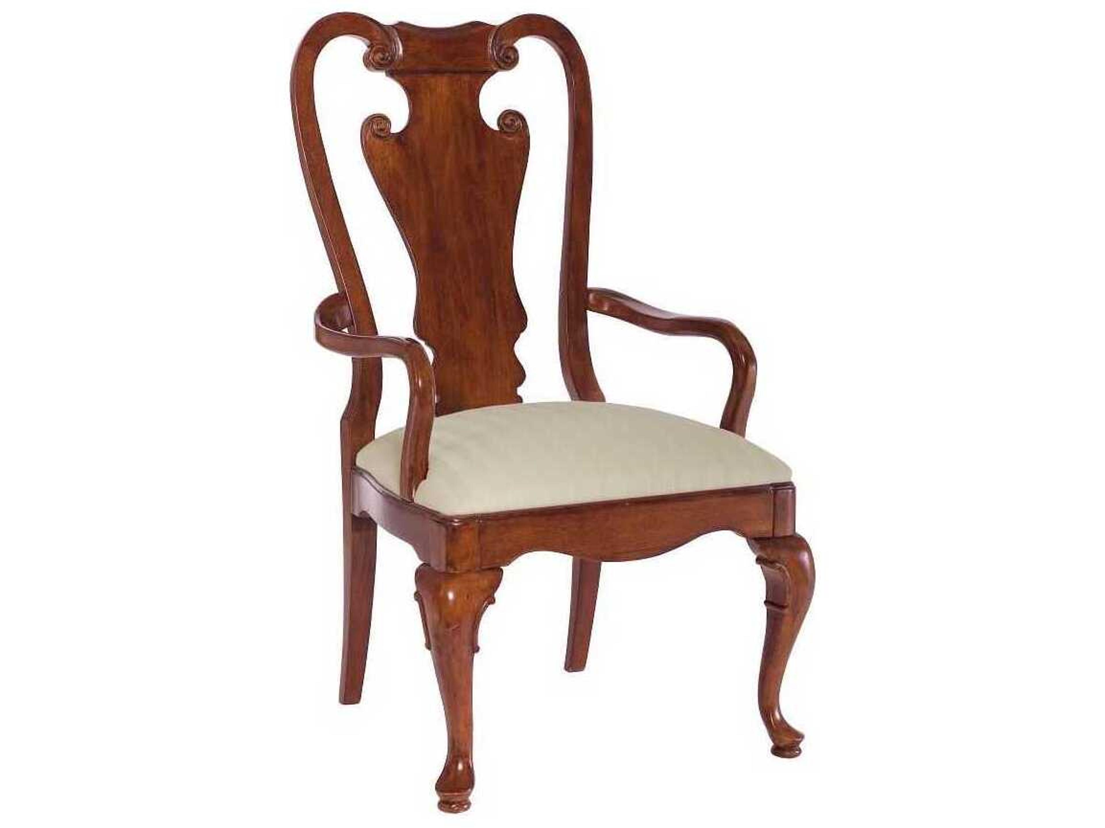 American Drew Cherry Grove Wood Upholstered Arm Dining Chair