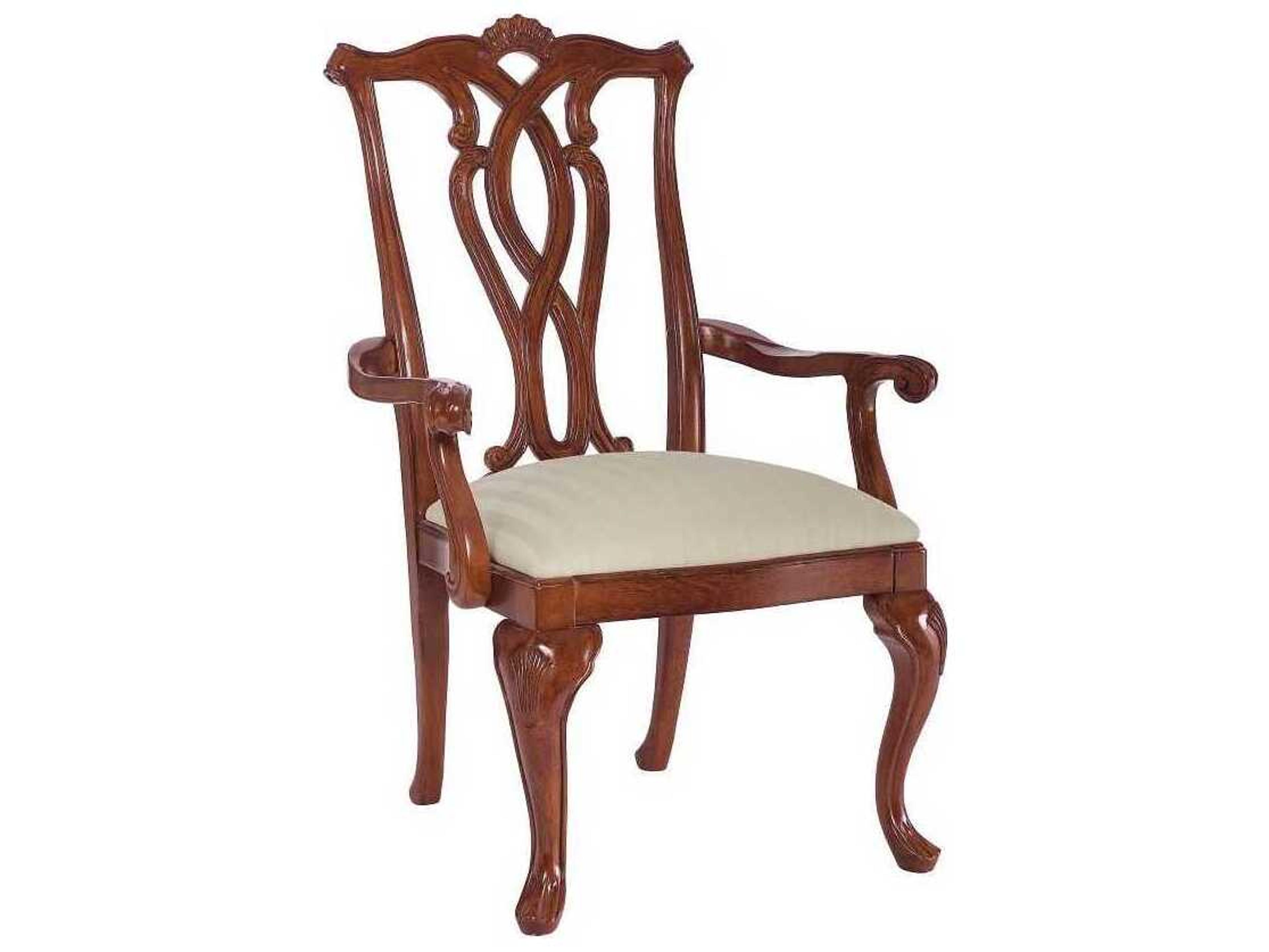 American Drew Cherry Grove Wood Upholstered Arm Dining Chair