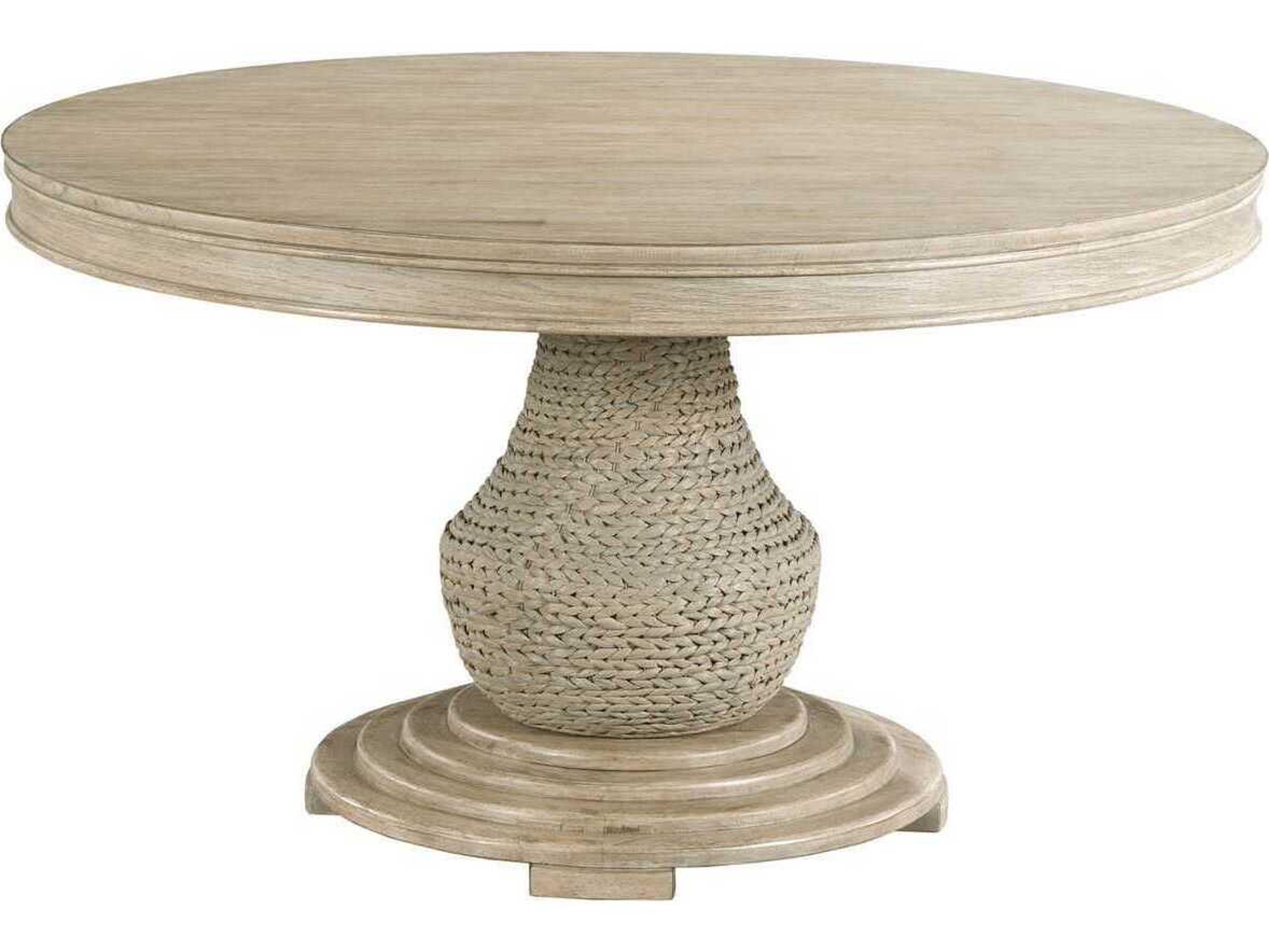 American Drew Vista Largo Round Wood Oyster Dining Table