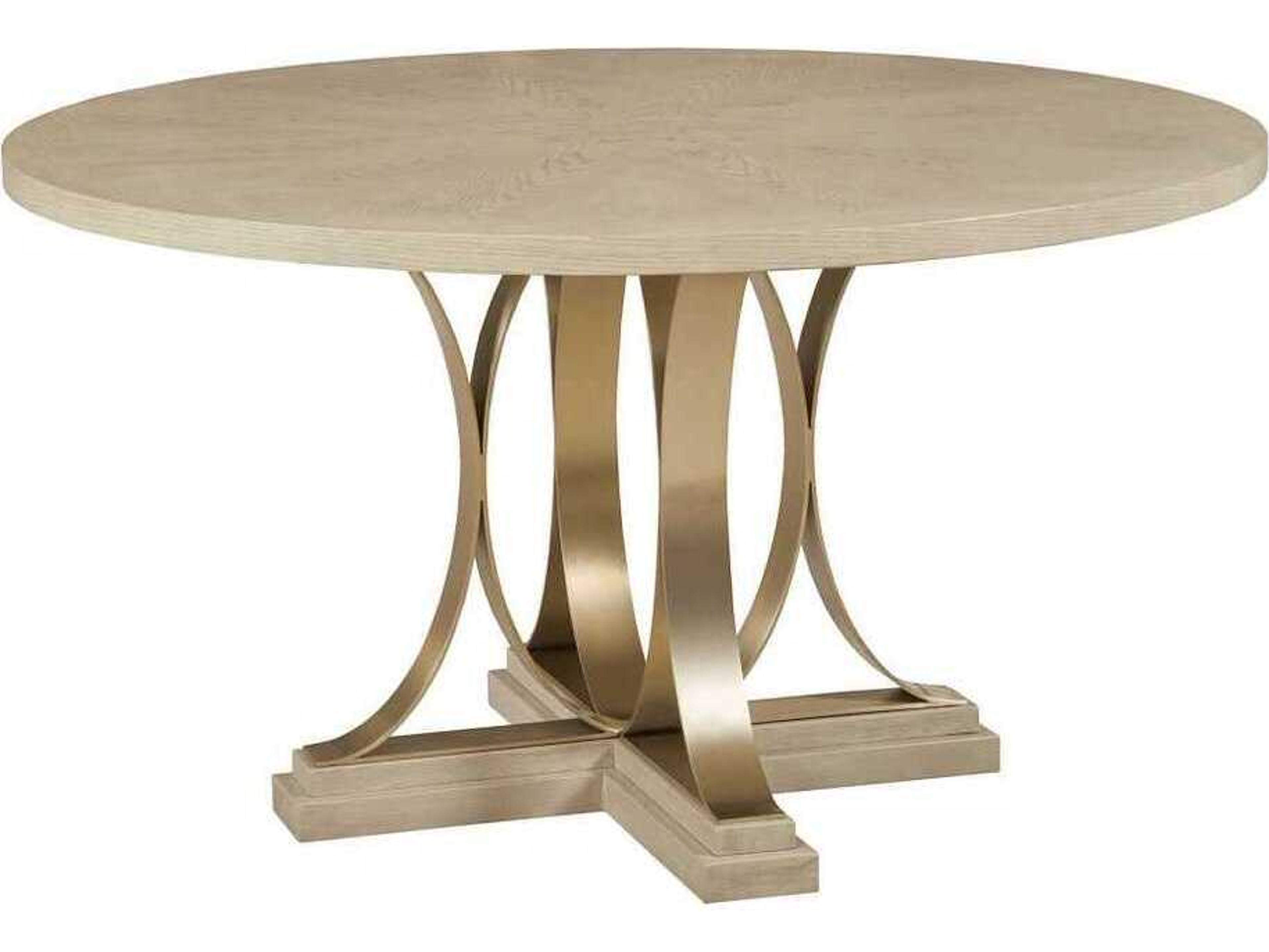 American Drew Lenox Plaza Round Wood Alabaster Dining Table