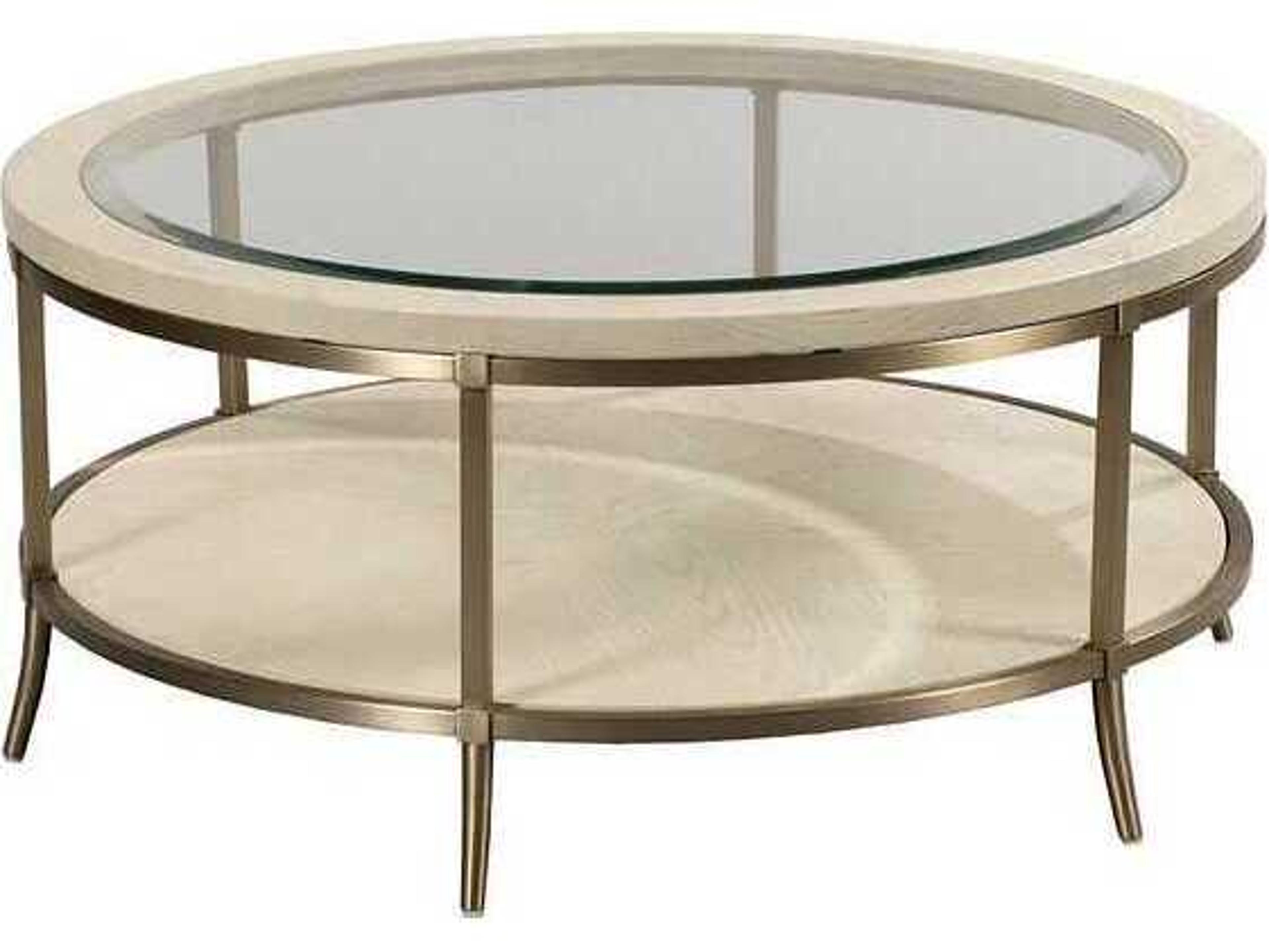 American Drew Lenox Monaco Round Glass Alabaster Coffee Table