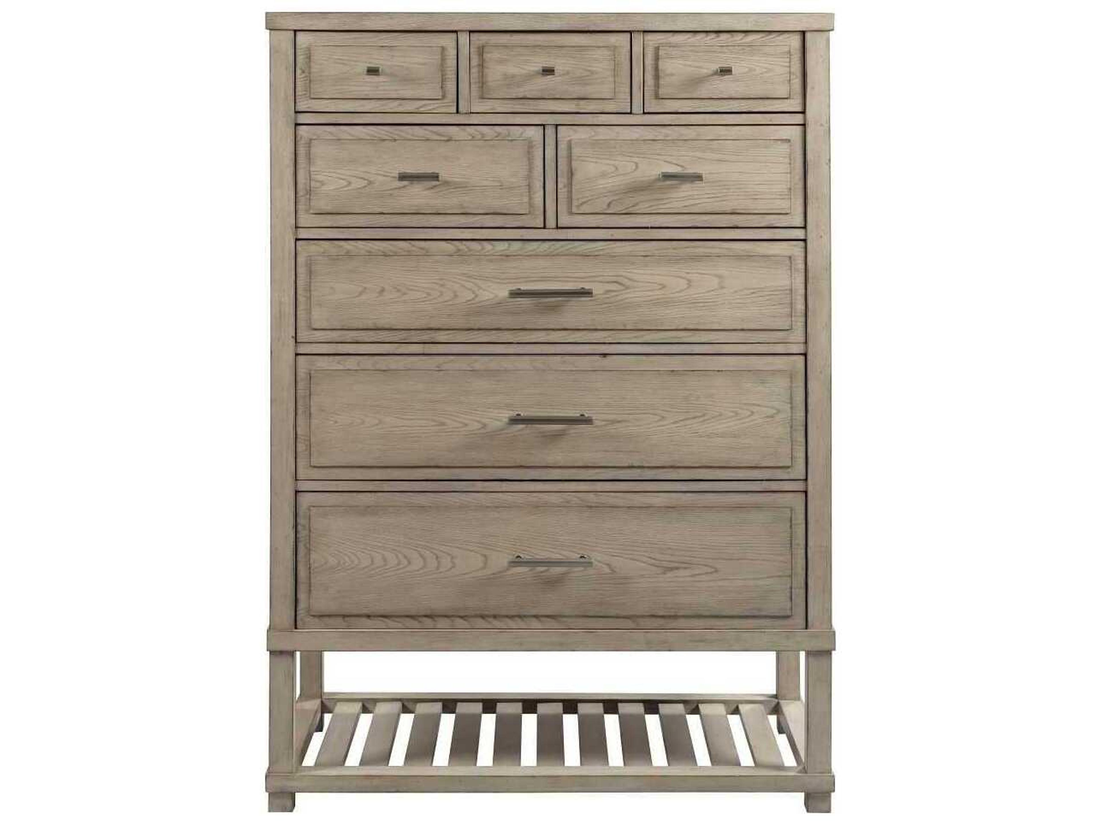 American Drew West Fork Greer Aged Taupe Brown Elm Wood Accent Chest