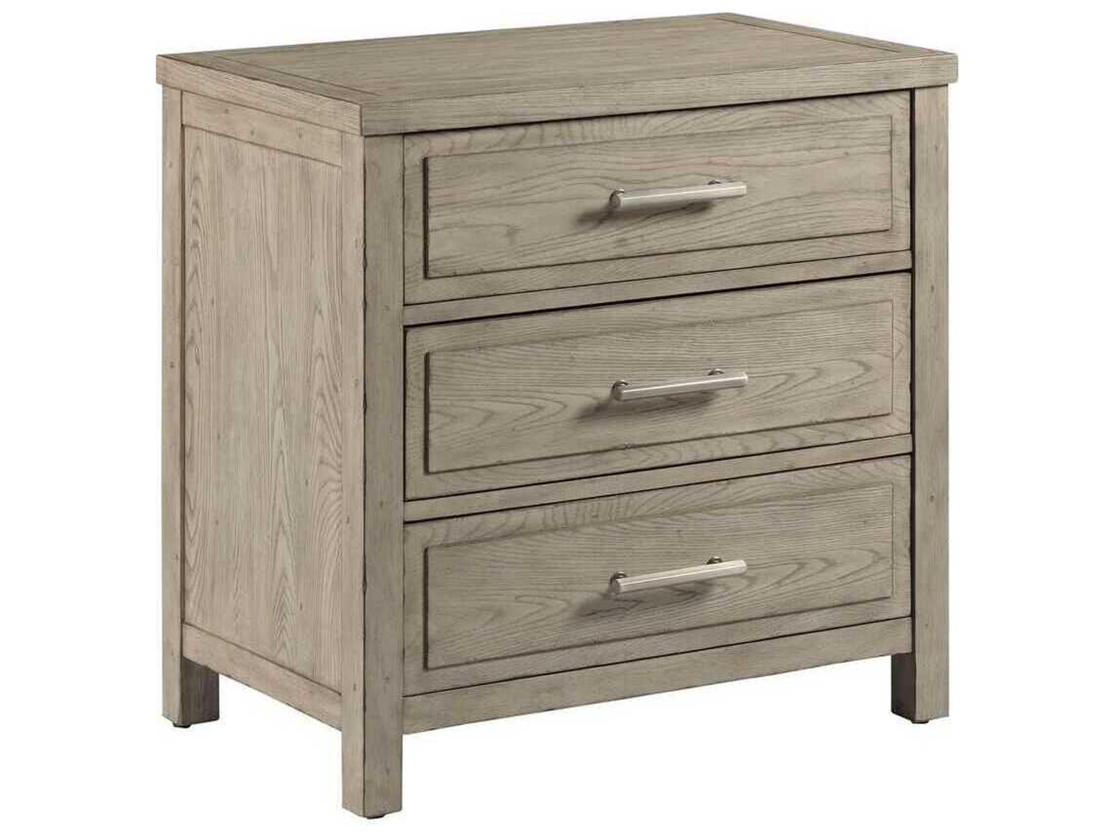 American Drew West Fork Baker 3-Drawers Brown Elm Wood Nightstand