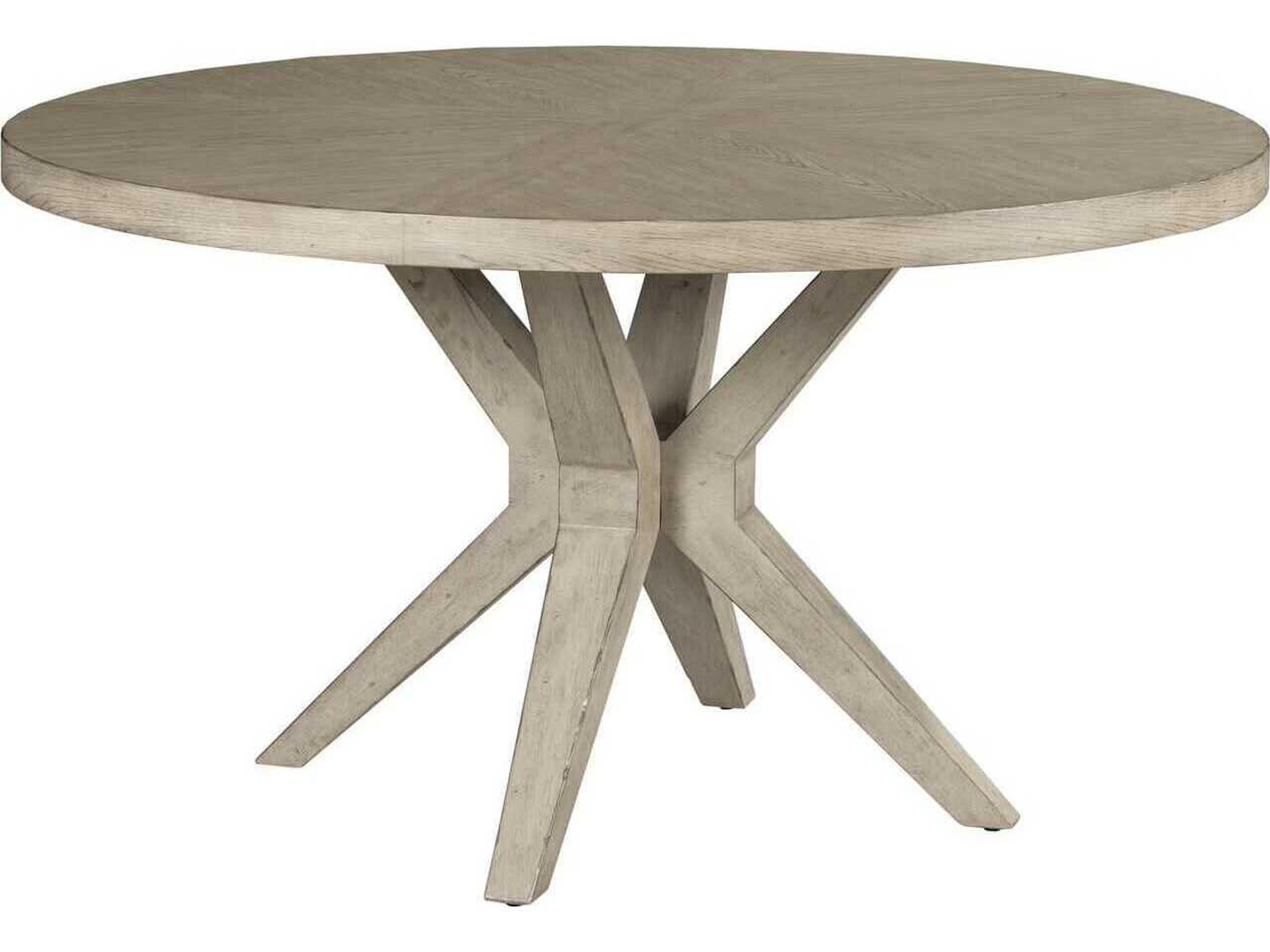 American Drew West Fork Hardy Round Wood Aged Taupe Dining Table