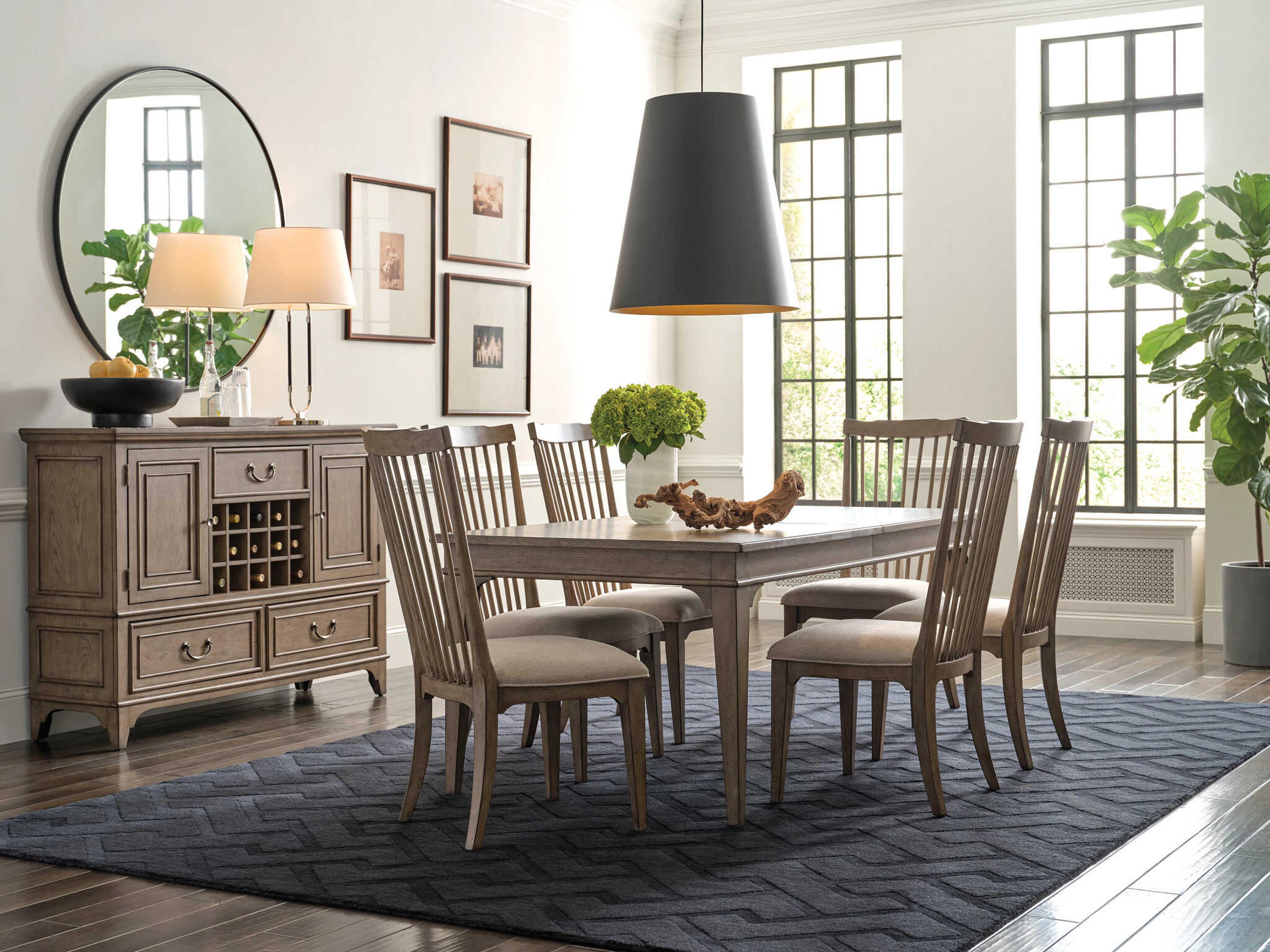 American Drew Carmine Oak Wood Dining Room Set