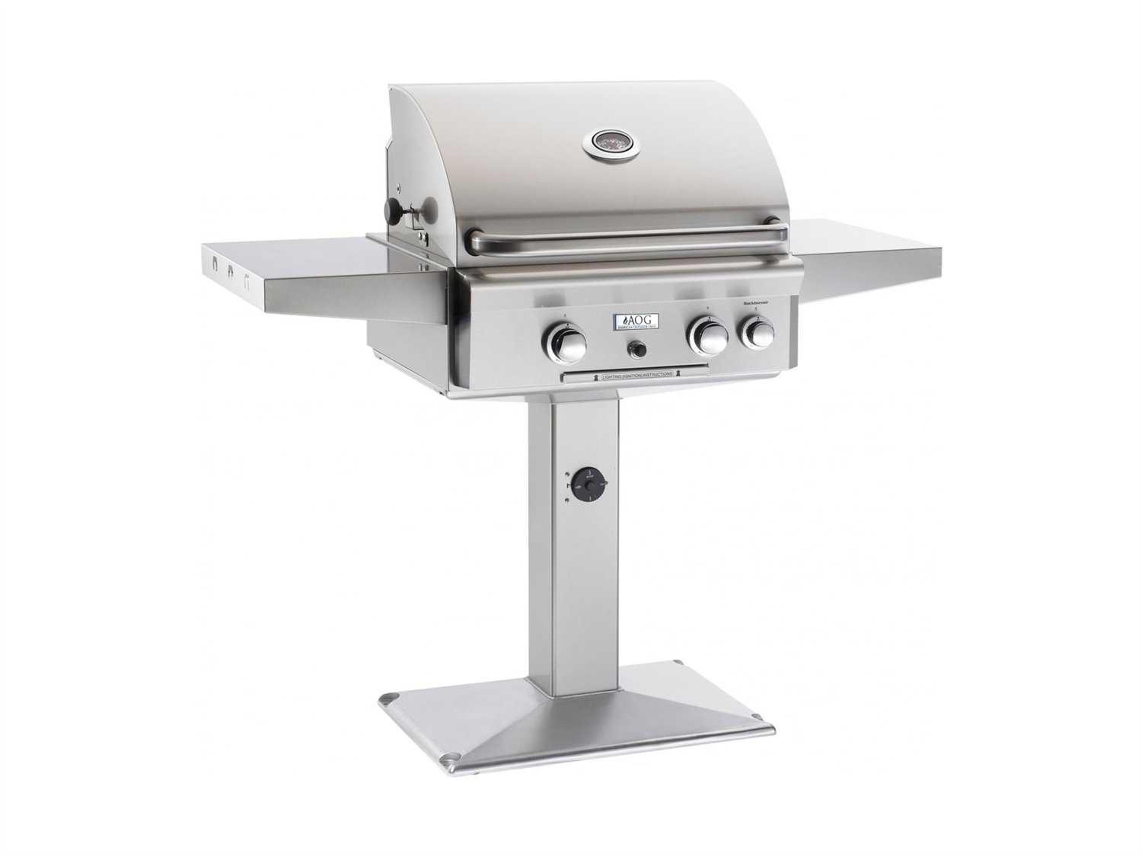 AOG L Series Post Mount 24'' BBQ Grill with Rotisserie and Back Burner