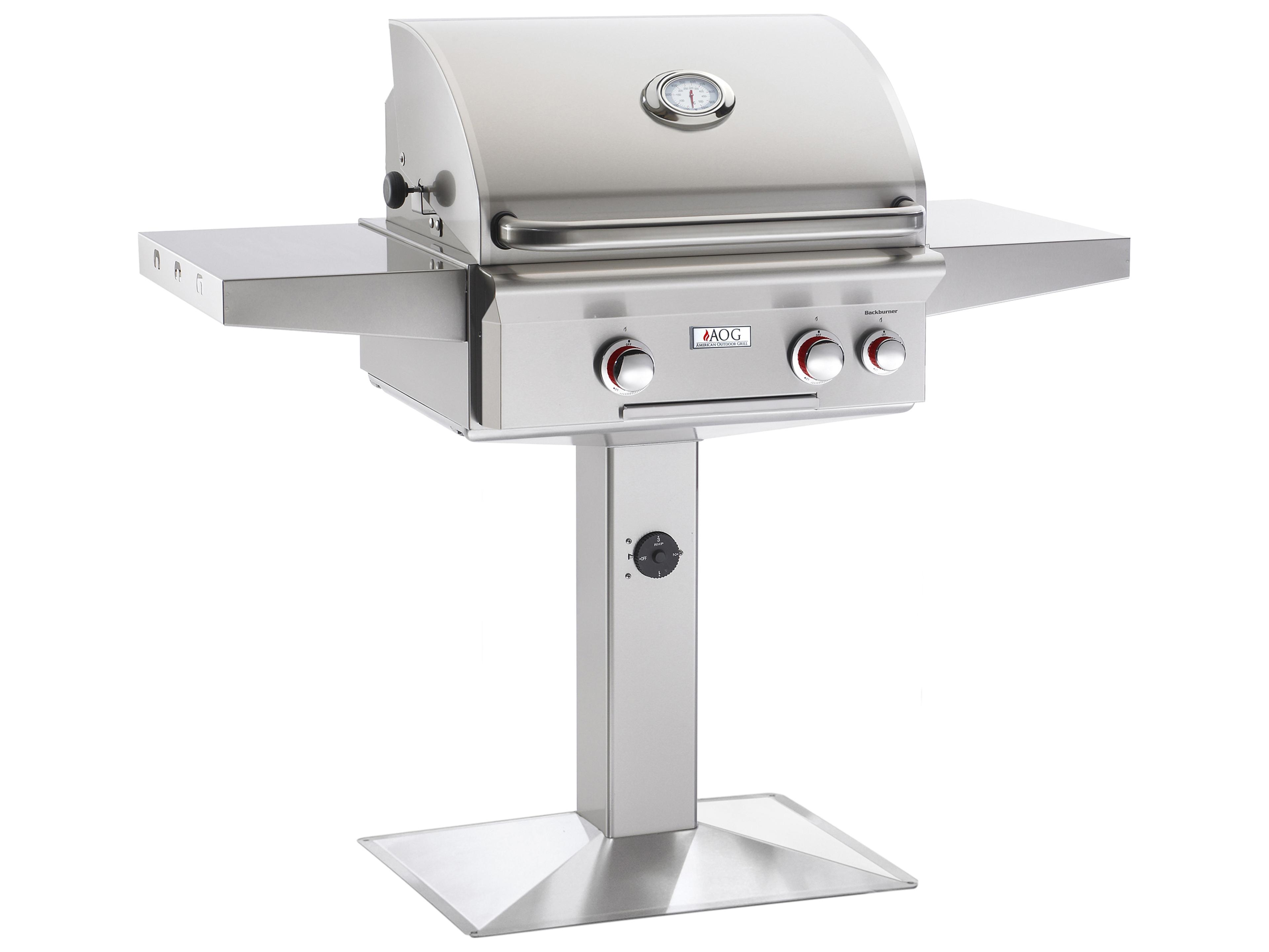 AOG T Series Post Mount 24'' BBQ Grill with Rotisserie and Back Burner