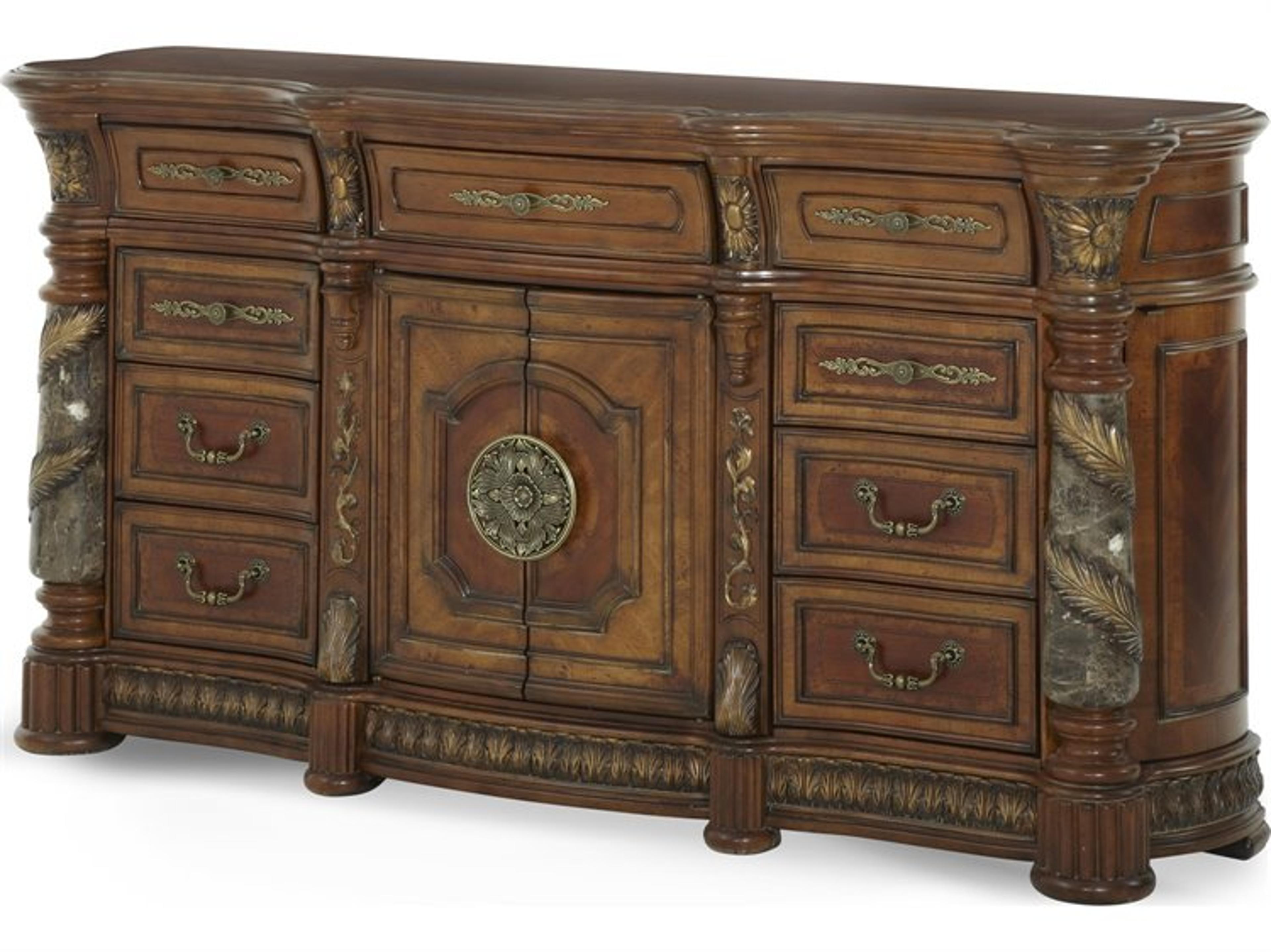 Michael Amini Villa Valencia Brown Birch Wood Dresser