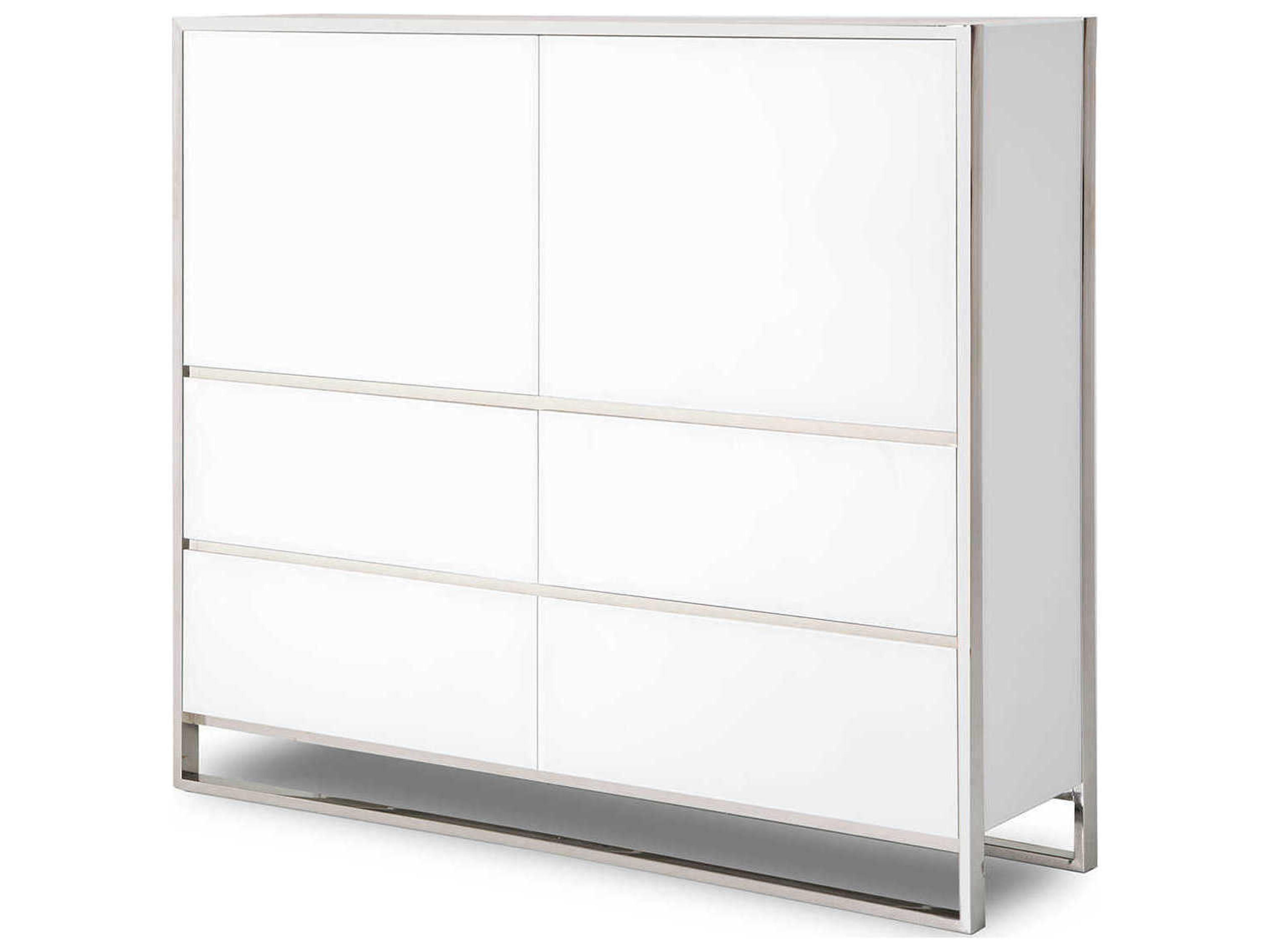 Michael Amini State St Glossy White Accent Chest