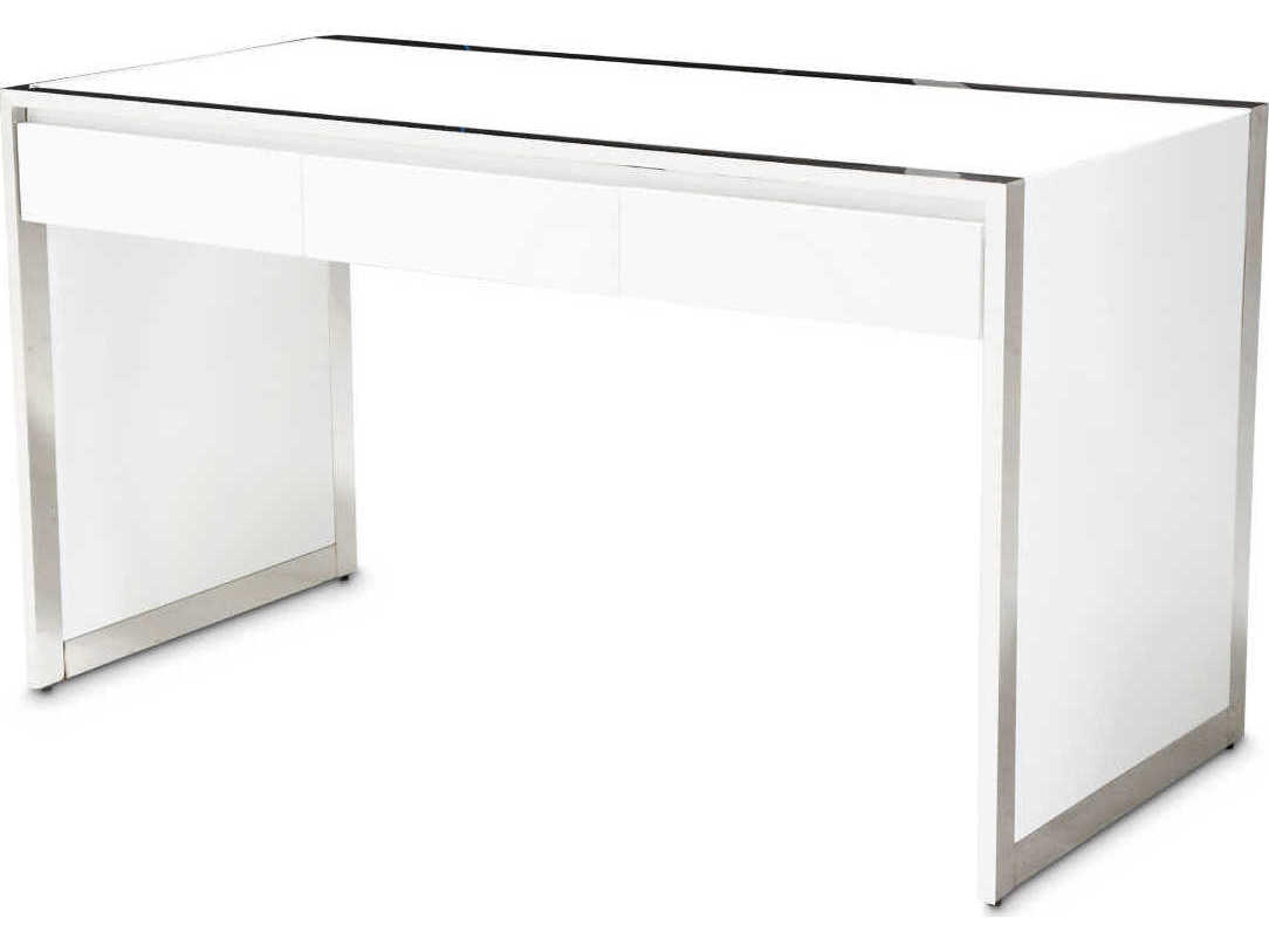 Michael Amini State St Glossy White Writing Desk