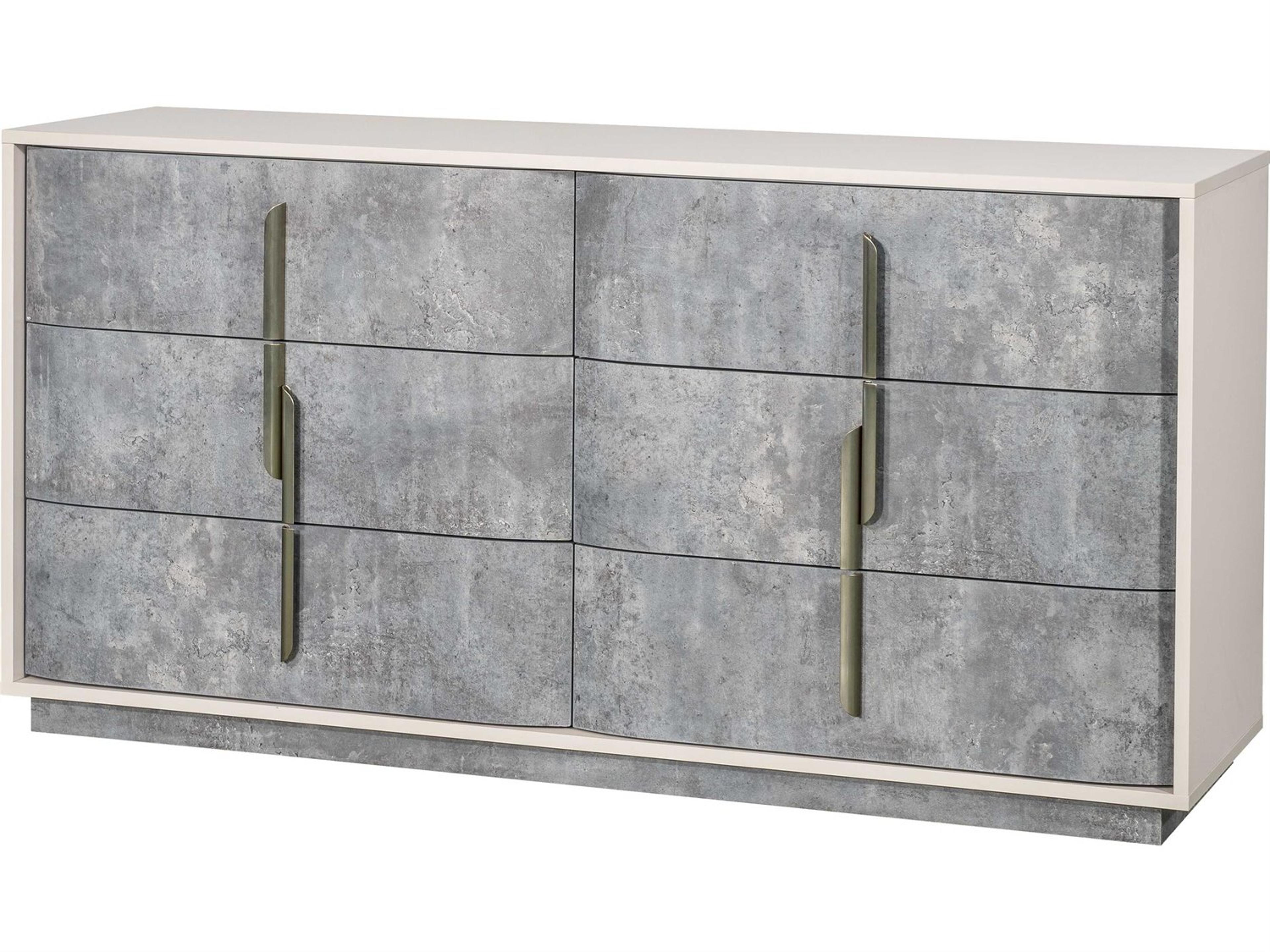 Michael Amini Pavira 6-Drawers Gray Double Dresser