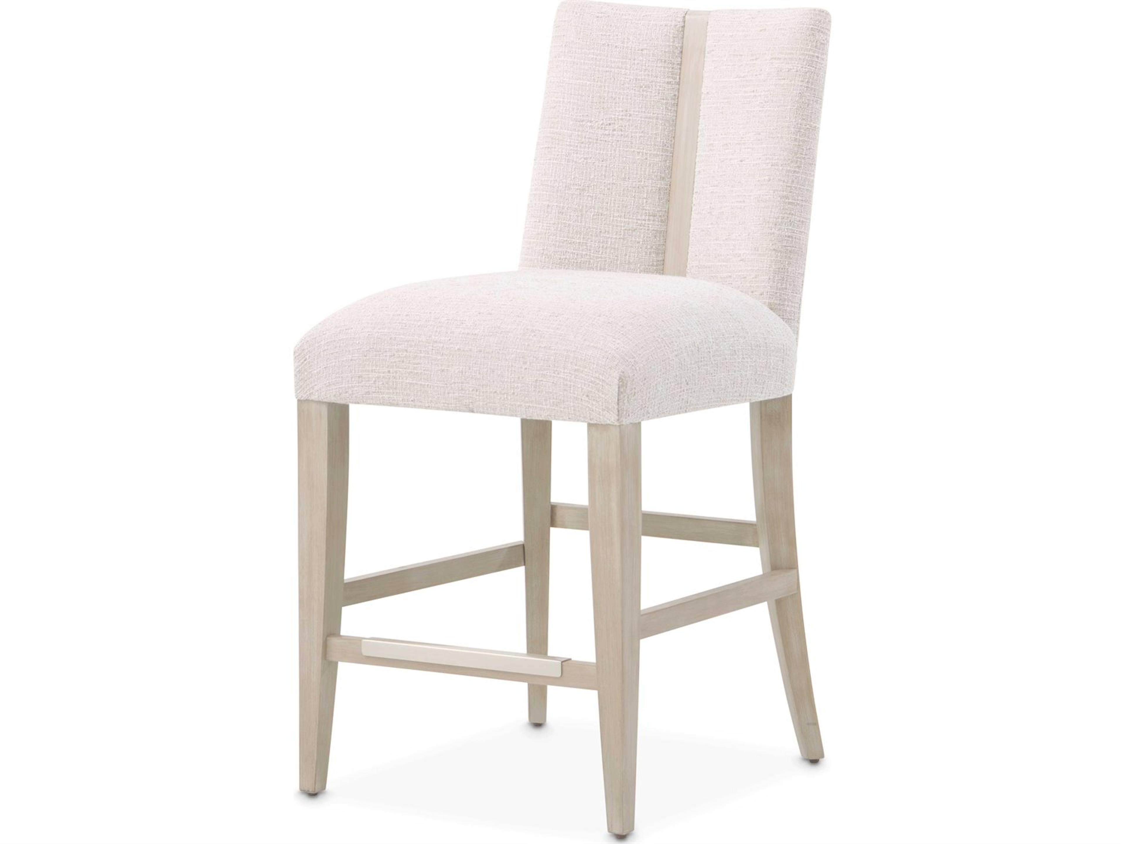Michael Amini Lotus Bay Sand Upholstered Rubberwood Counter Stool
