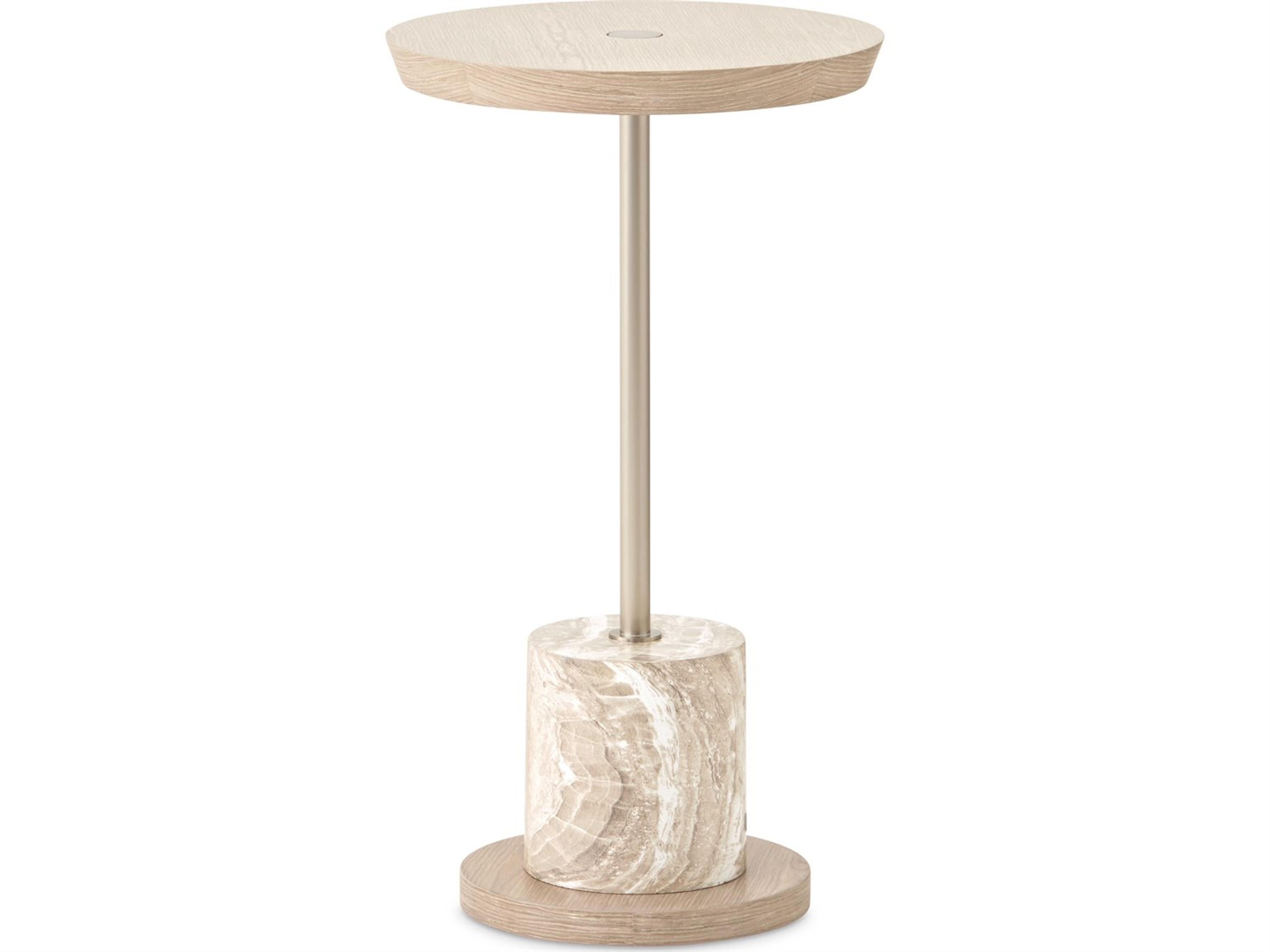 Michael Amini Lotus Bay Round Wood Sand End Table