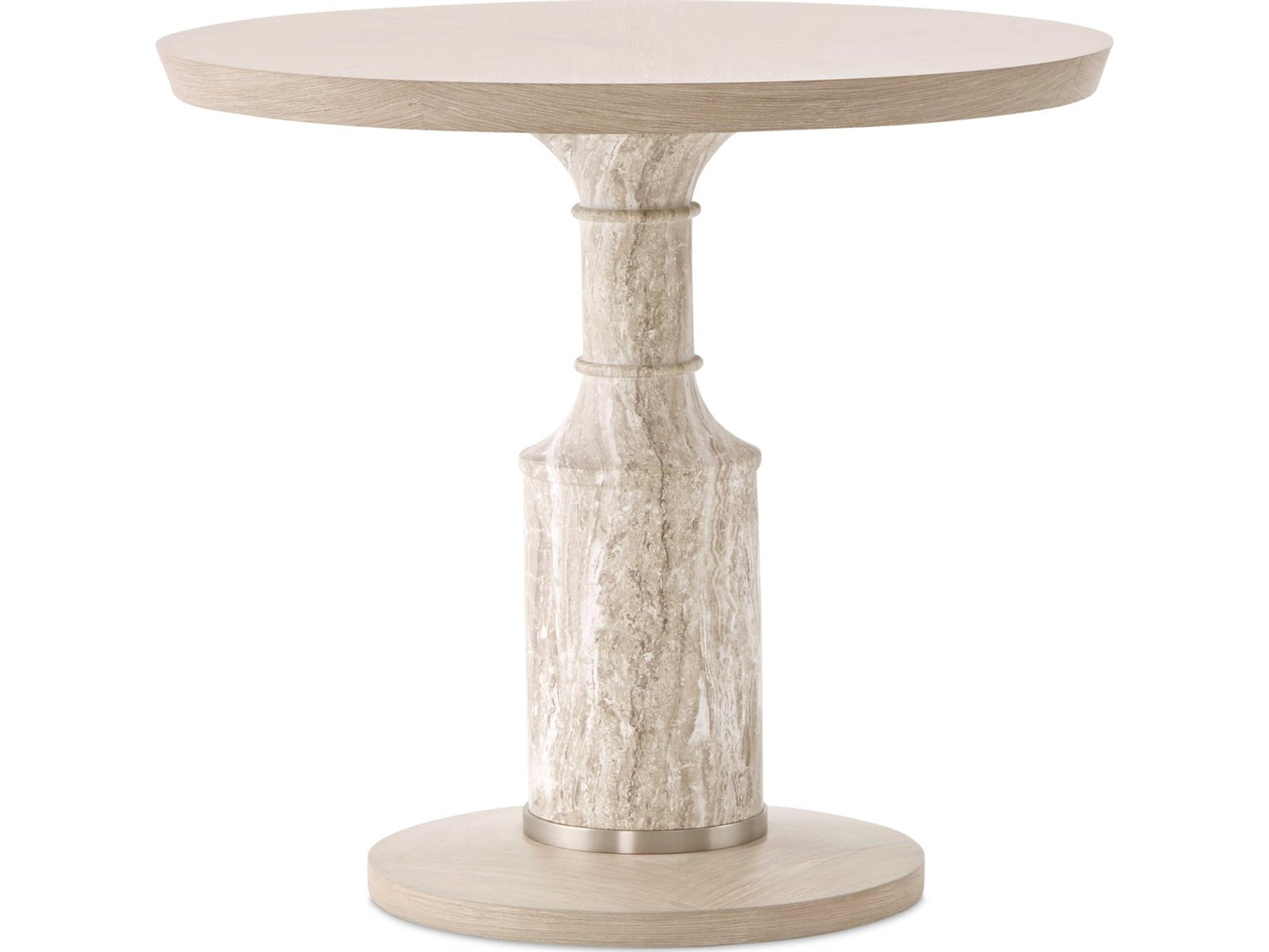 Michael Amini Lotus Bay Round Wood Sand Dining Table