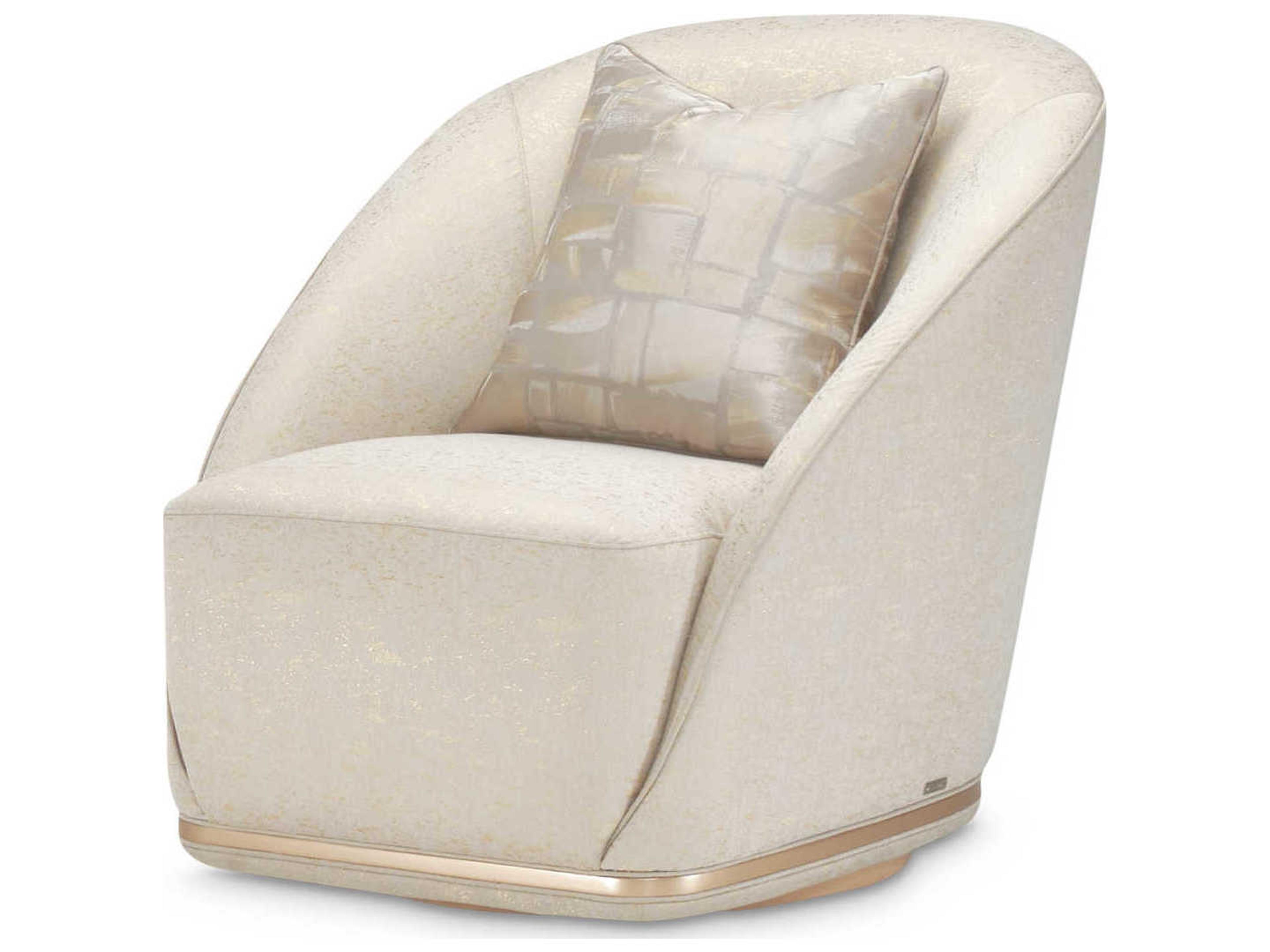 Michael Amini La Rachelle Swivel White Fabric Accent Chair