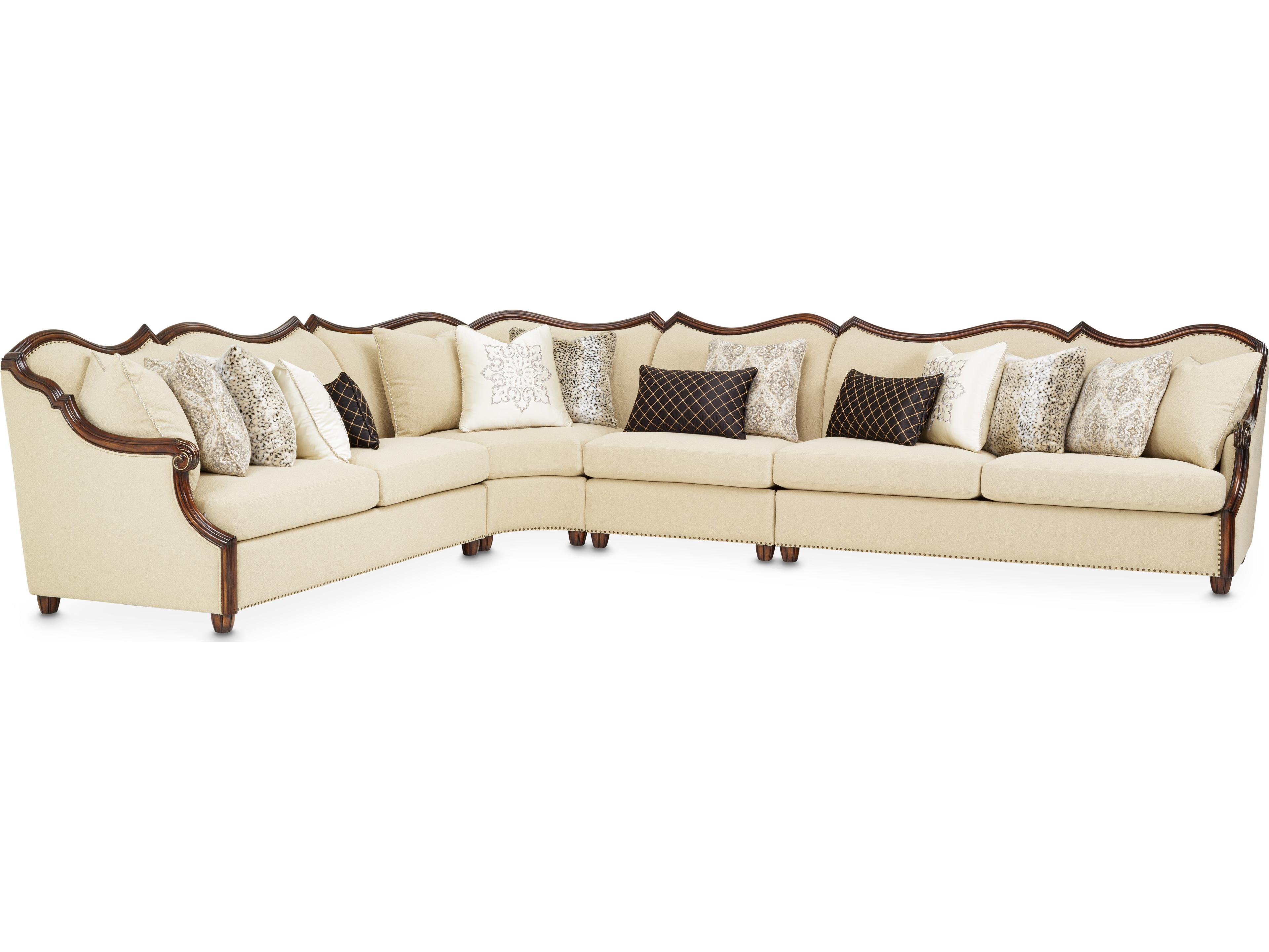 Michael Amini Chamberi Beige Upholstered Sectional Sofa