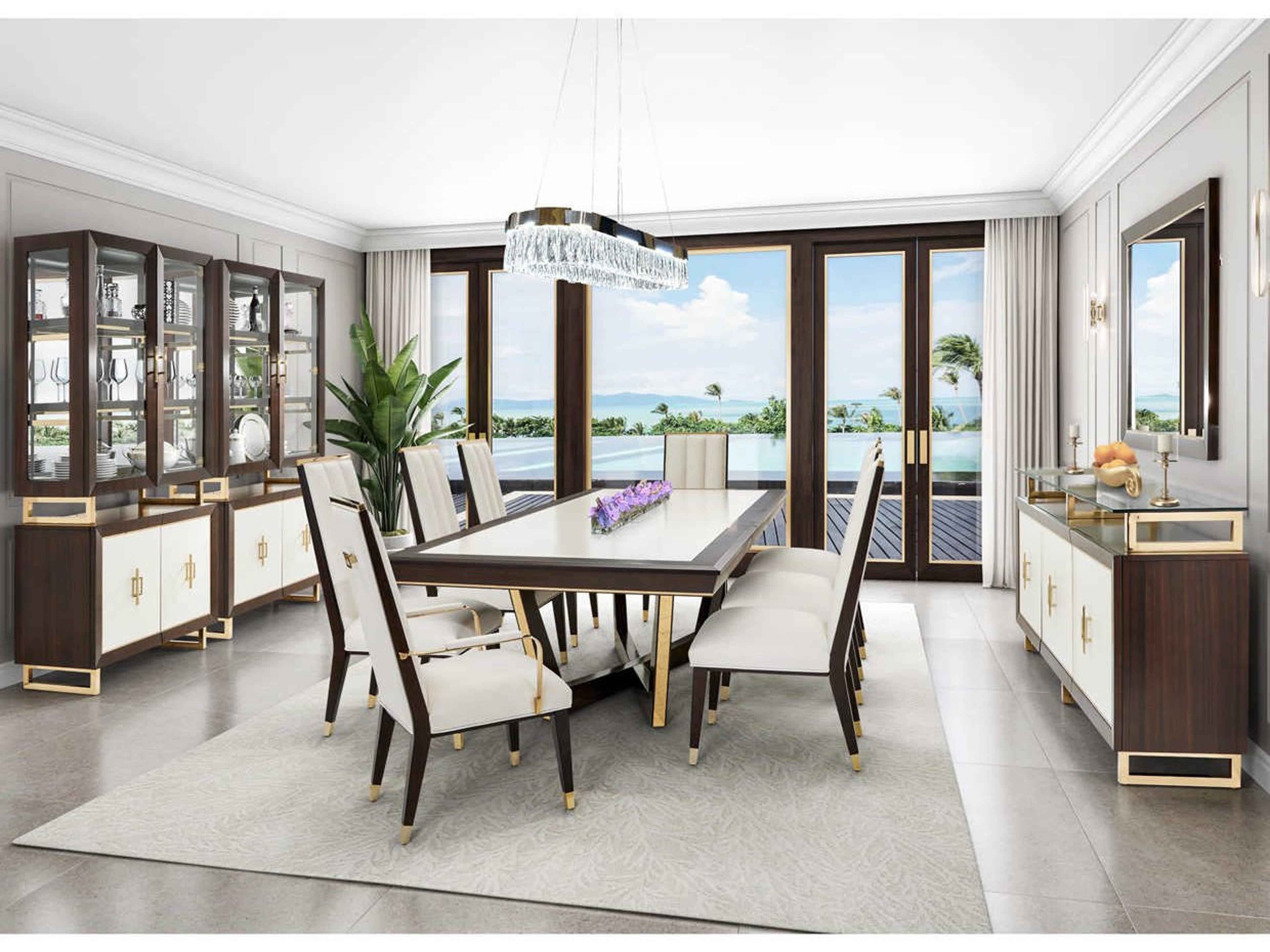 Michael Amini Belmont Place Poplar Wood Dining Room Set