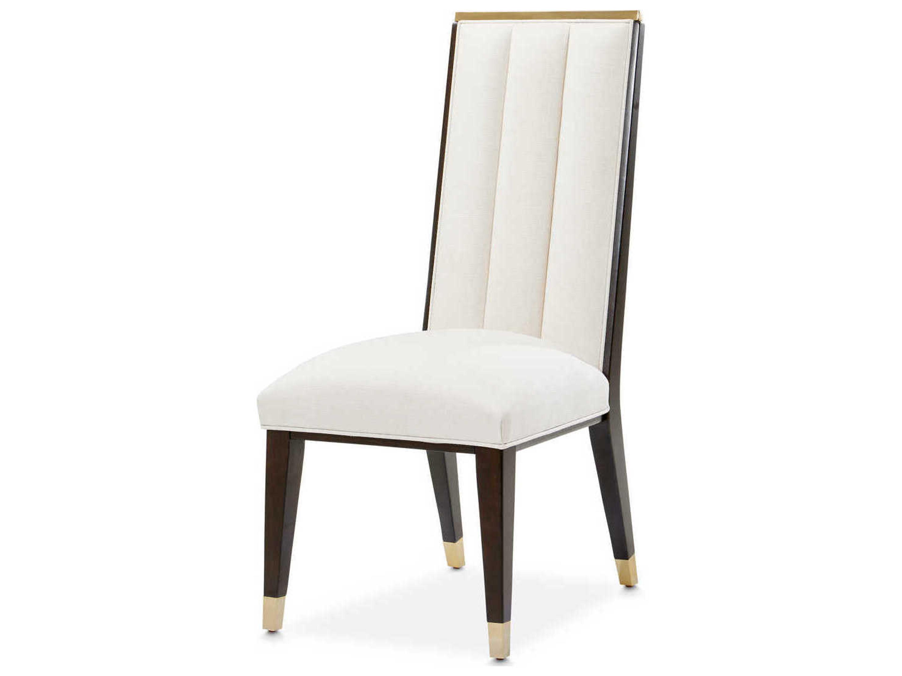 Luxecor Gilded Rubberwood White Upholstered Side Dining Chair