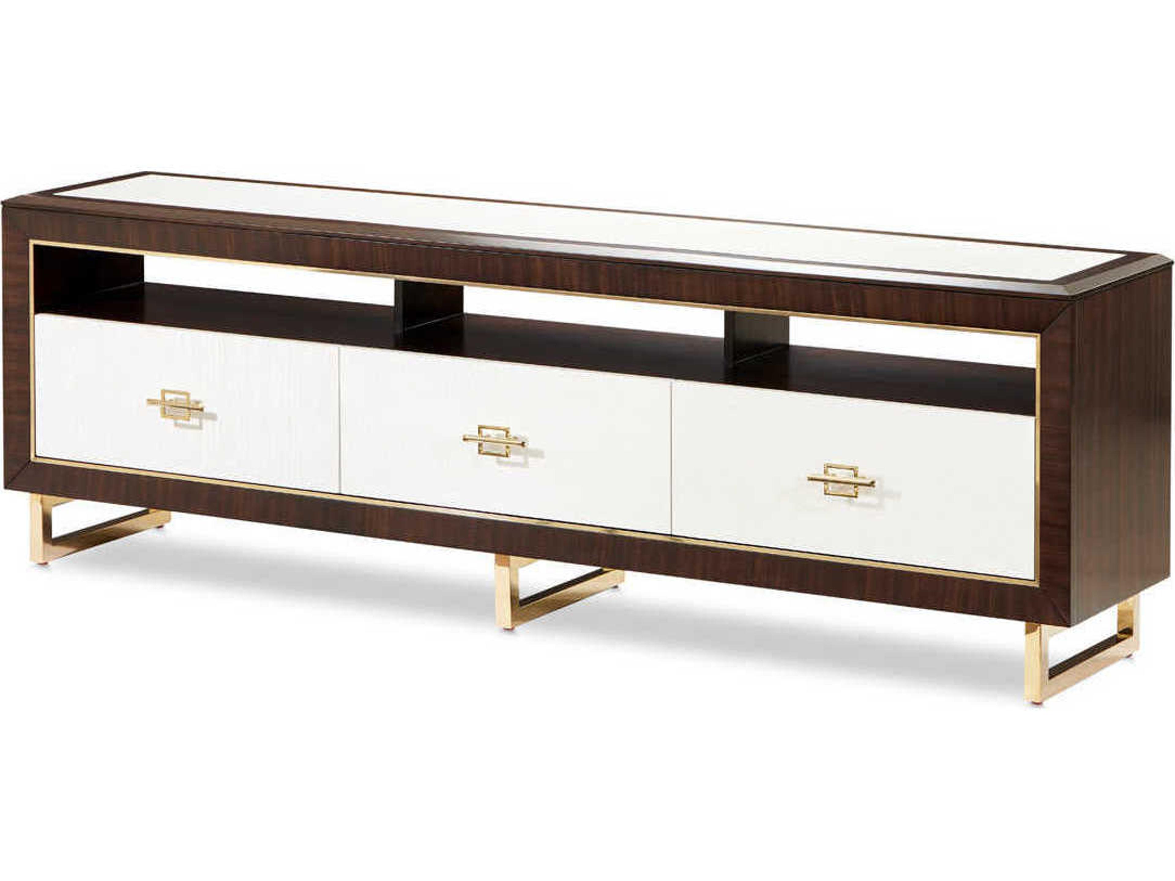 Luxecor Gilded 82" Poplar Wood Espresso Media Console