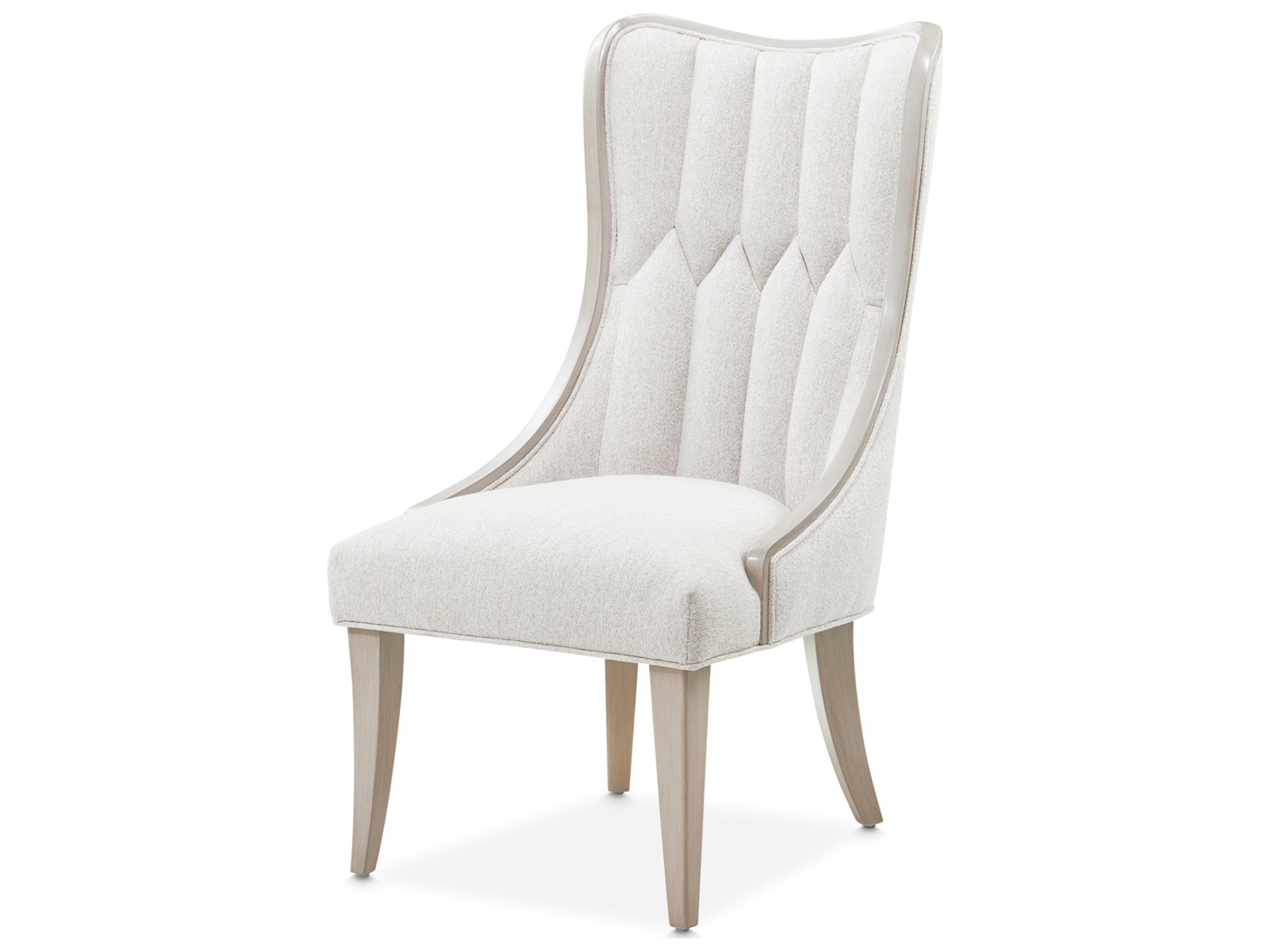 Michael Amini St. Charles Rubberwood Gray Upholstered Armless Dining Chair