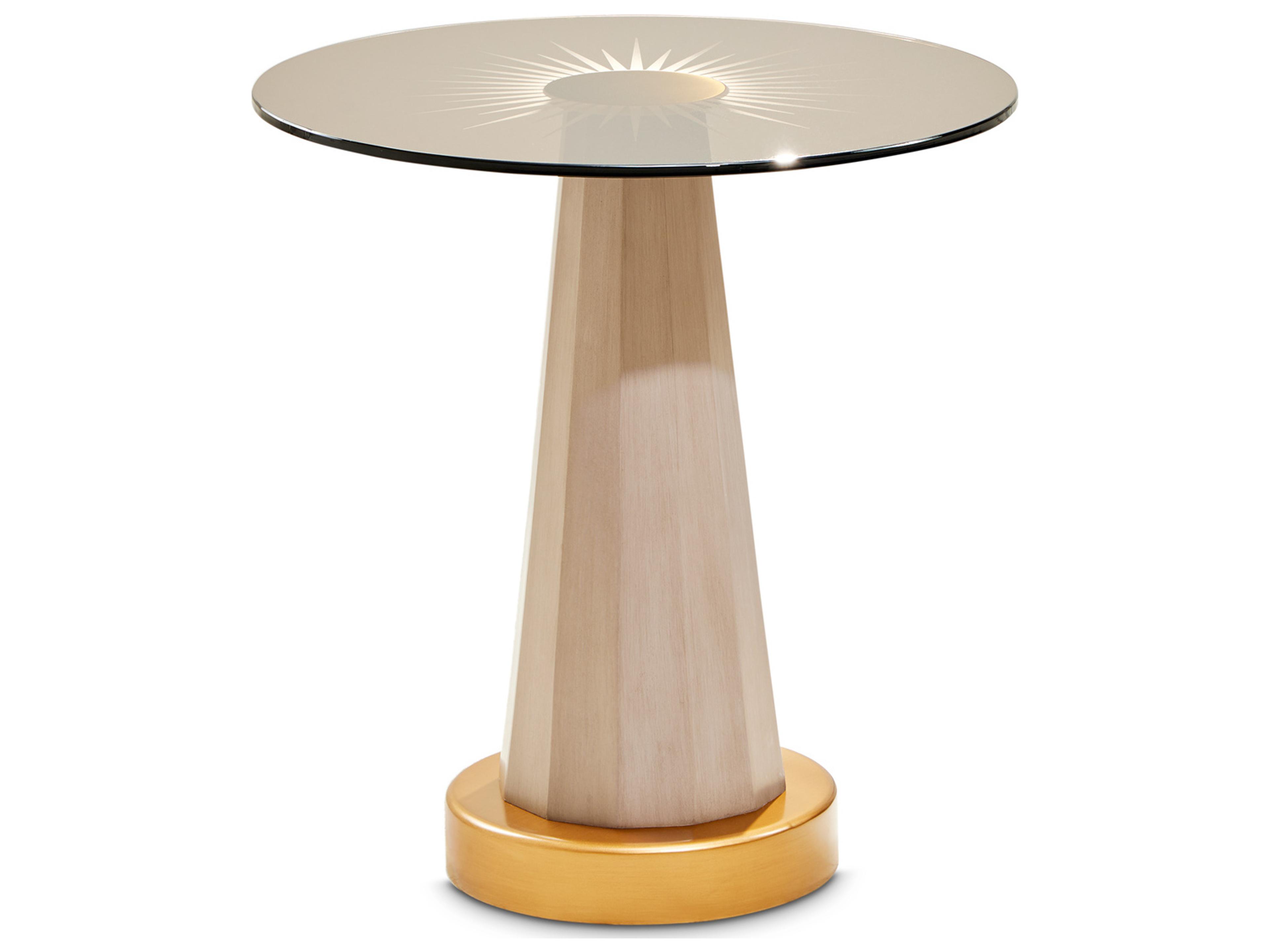 Michael Amini St. Charles Round Glass End Table
