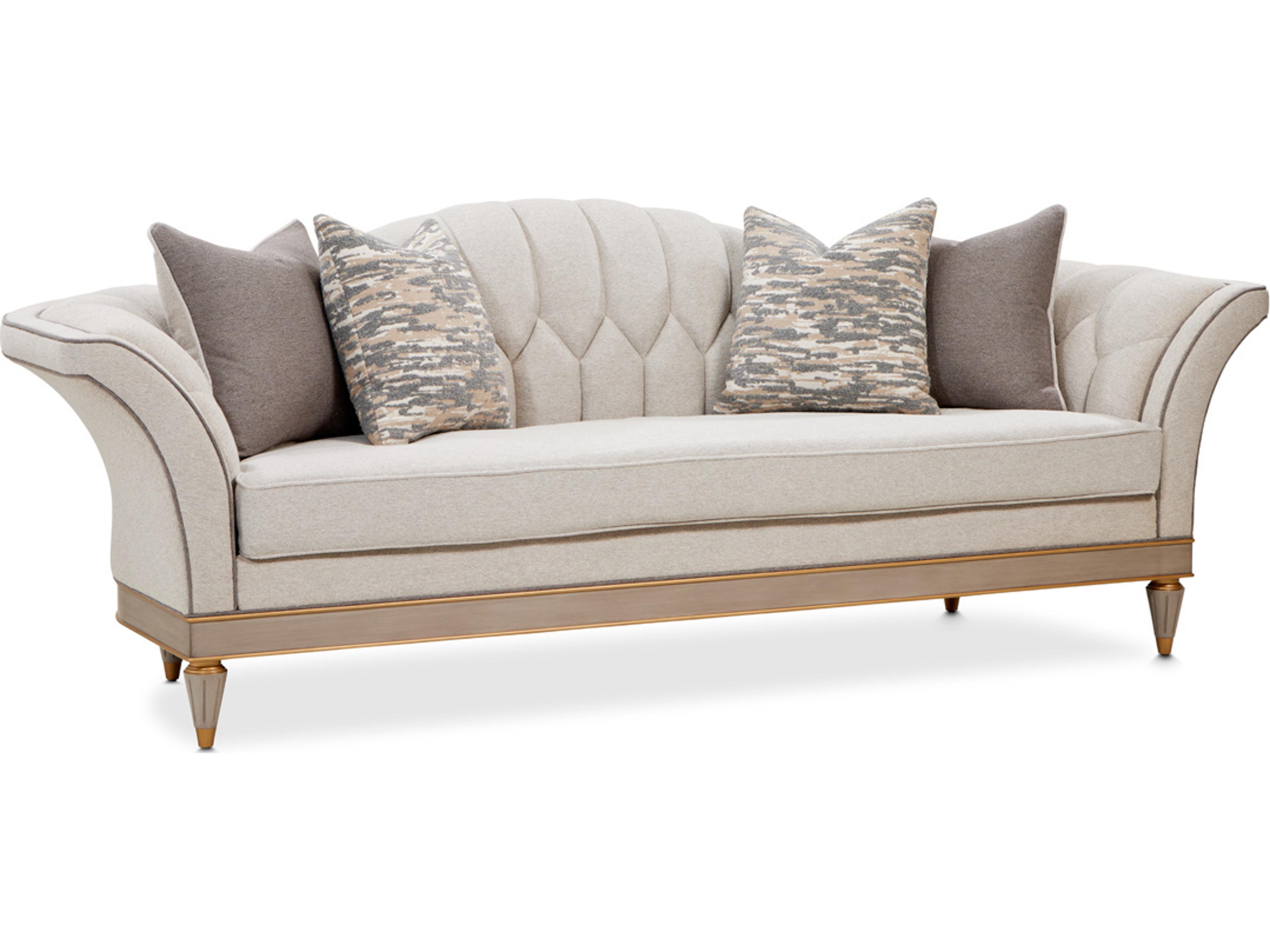Michael Amini St. Charles Gray Upholstered Sofa