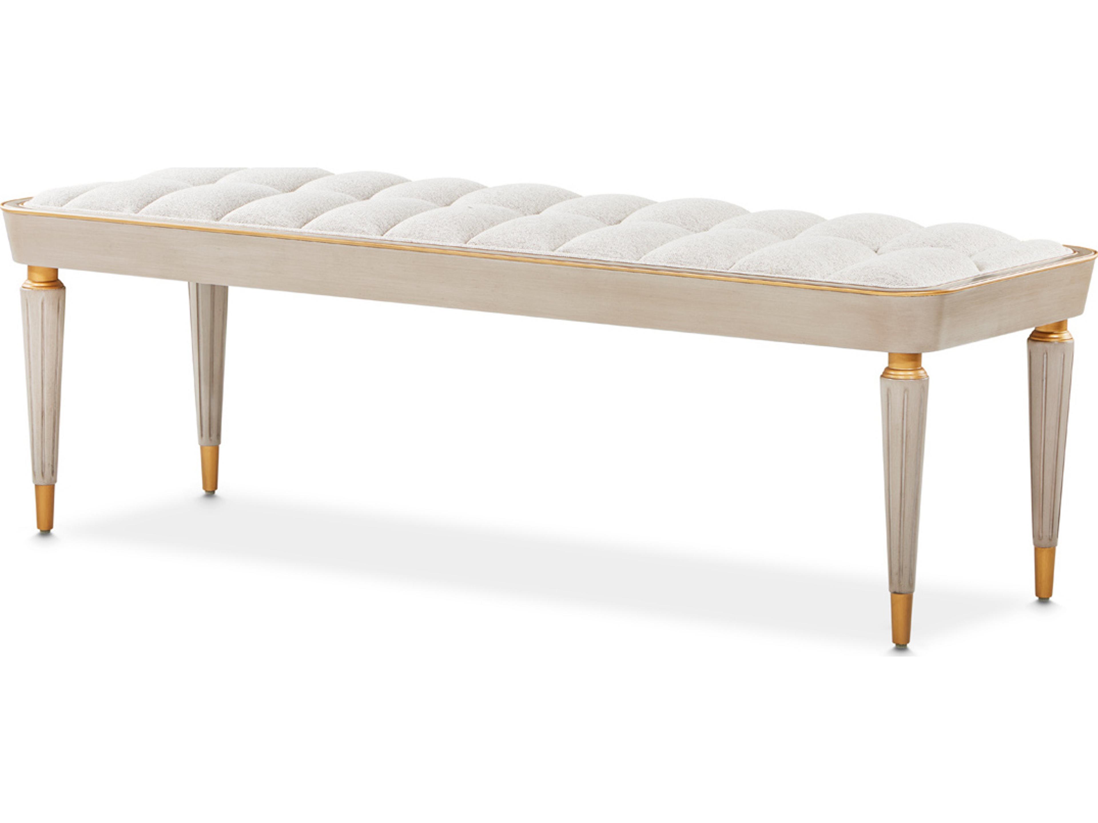 Michael Amini St. Charles Gray Upholstered Accent Bench
