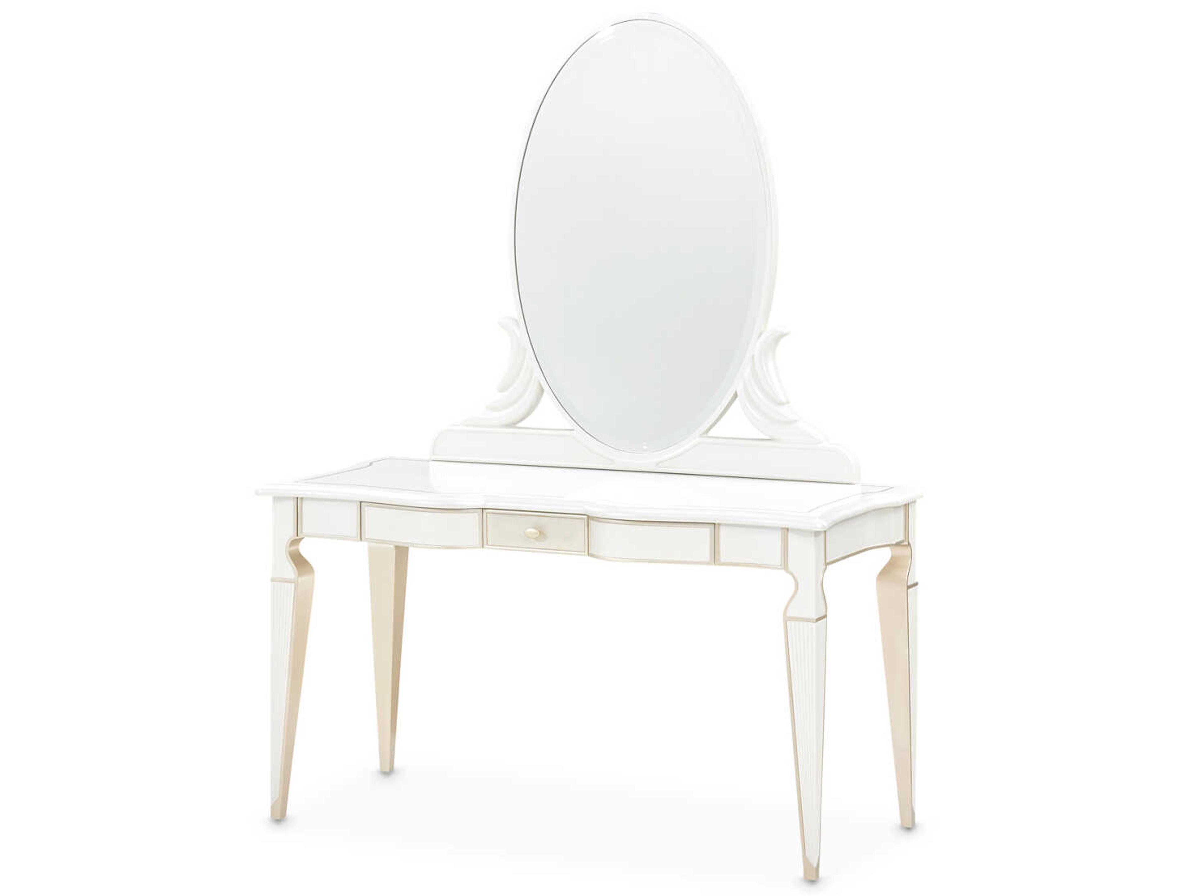 Michael Amini La Marisia Poplar Wood Vanity Table with Mirror