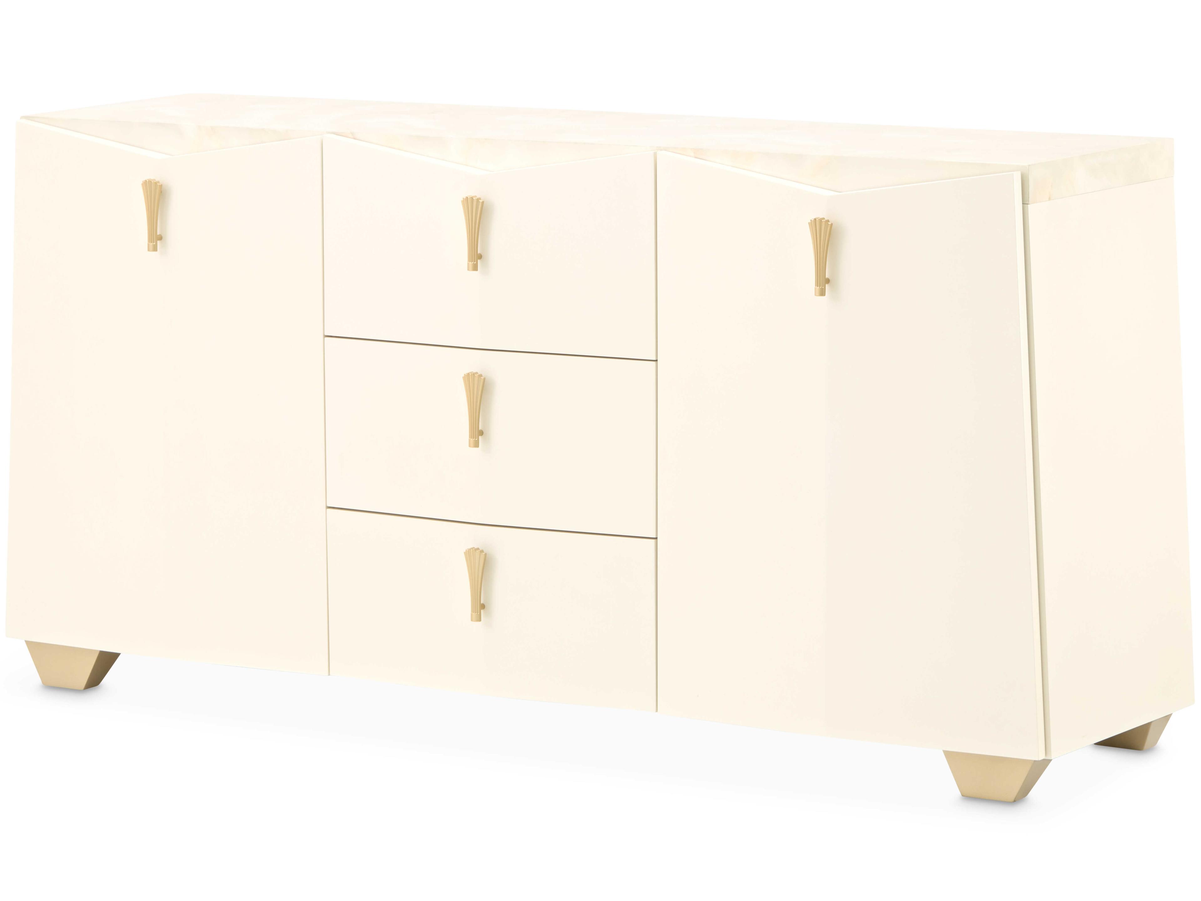 Michael Amini Fantosini 72" Poplar Wood Creamy Pearl Sideboard