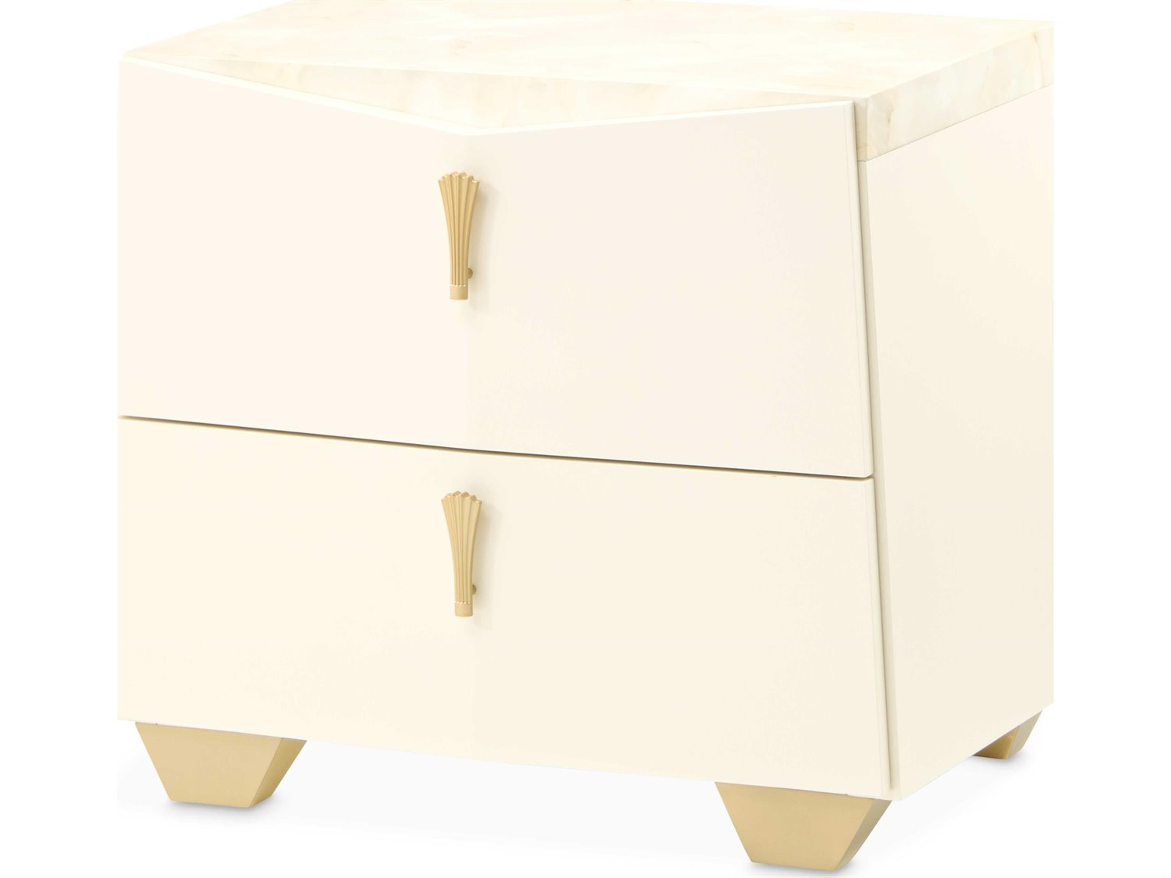 Michael Amini Fantosini 2-Drawers White Poplar Wood Nightstand
