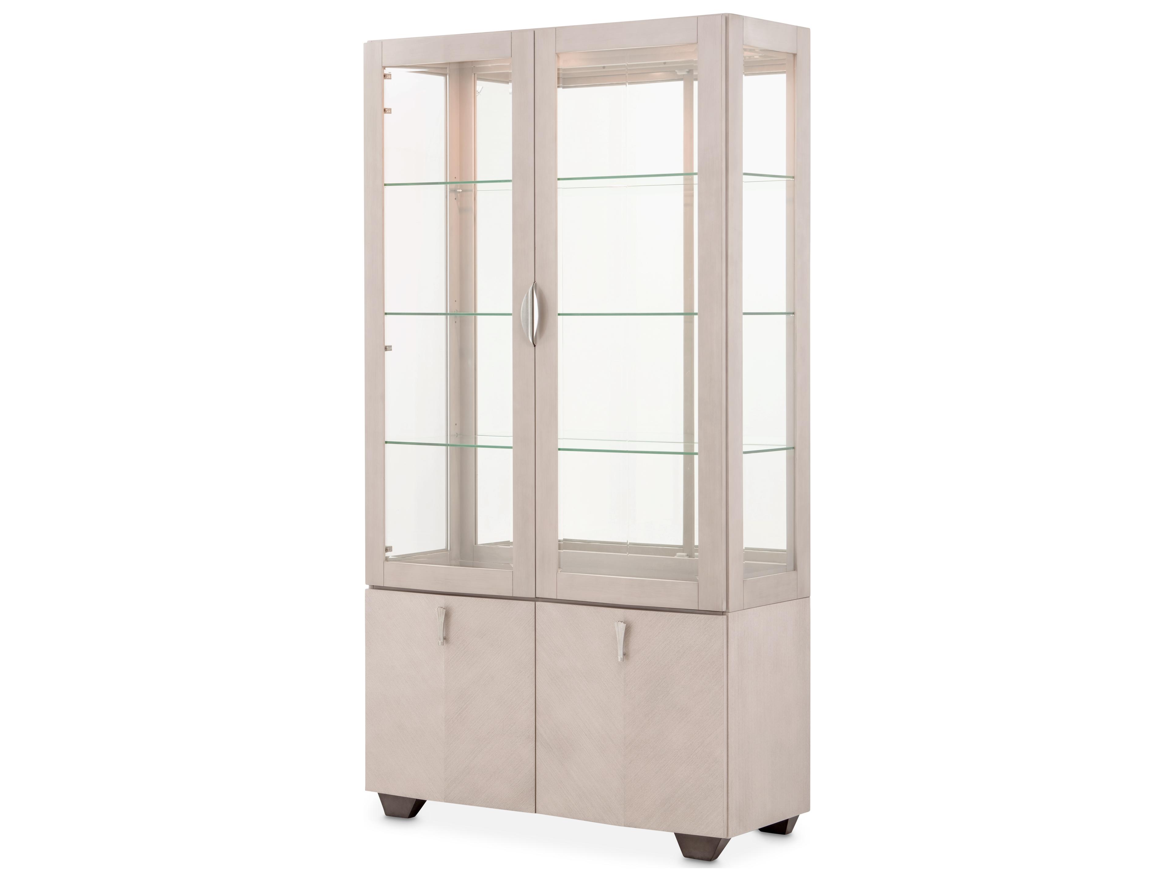 Michael Amini Fantosini Poplar Wood Silver Mist Display Cabinet