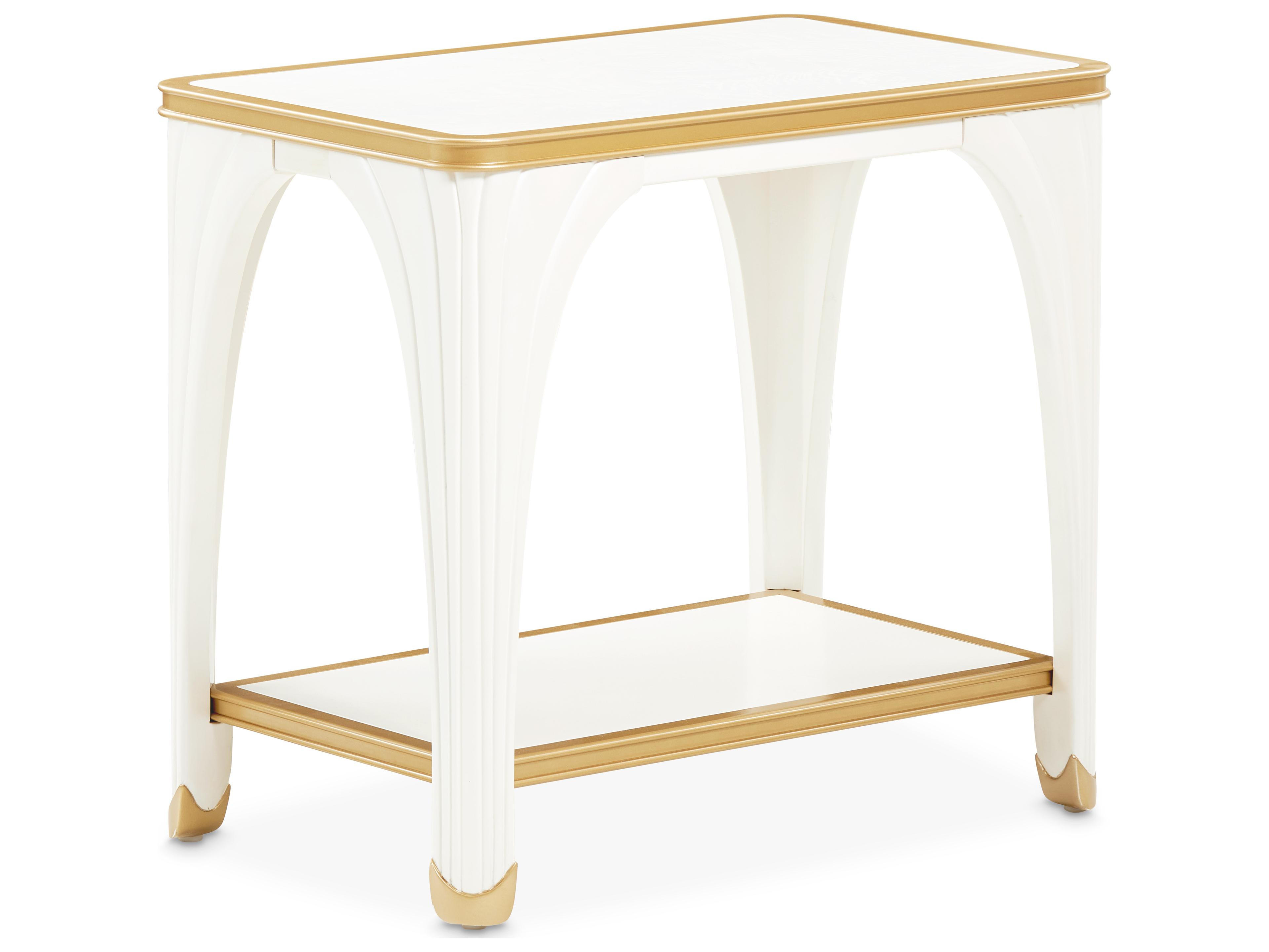 Michael Amini La Terrazza Rectangular Wood Creamy Pearl End Table
