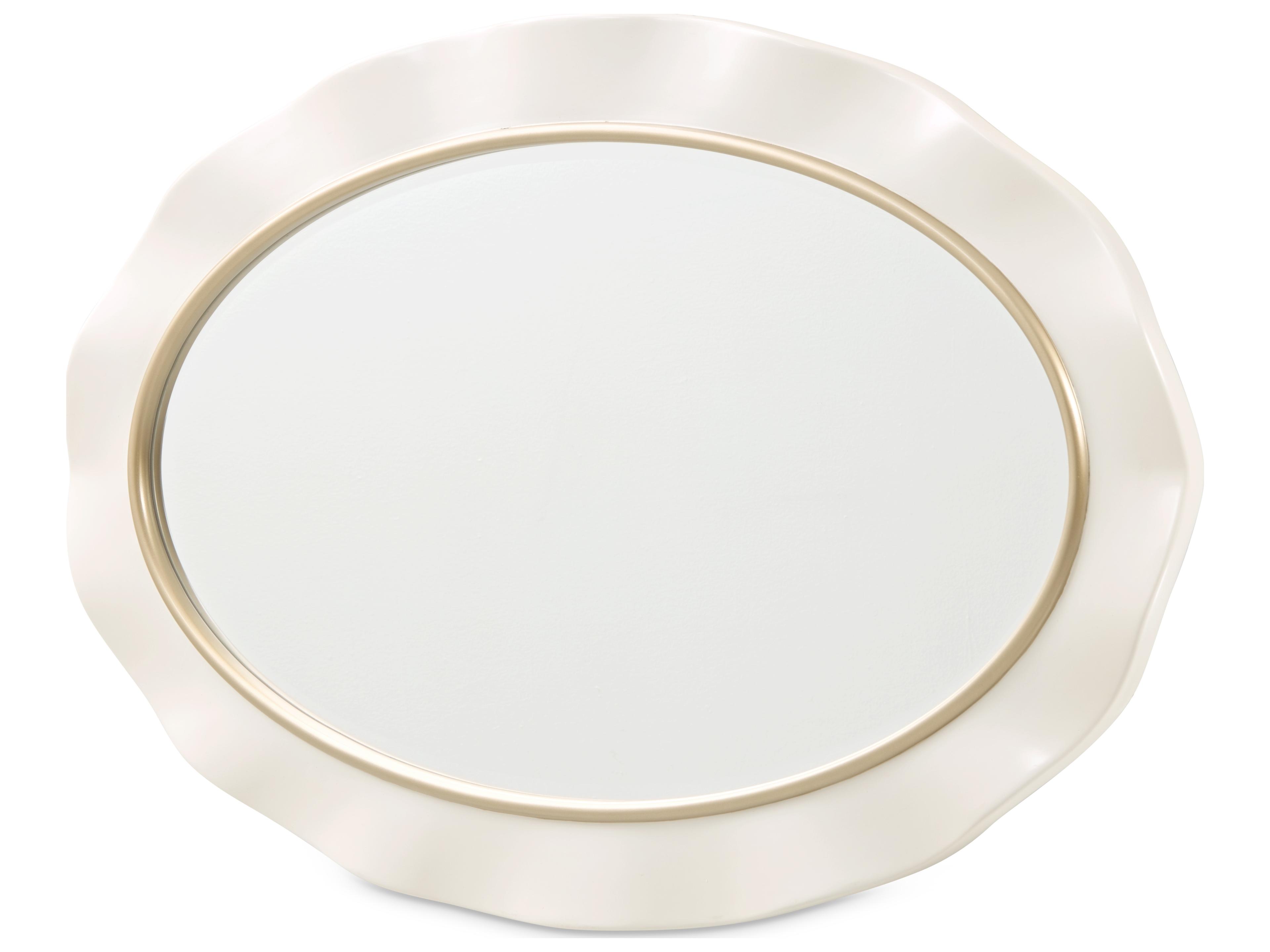 Michael Amini La Terrazza Creamy Pearl Oval Wall Mirror