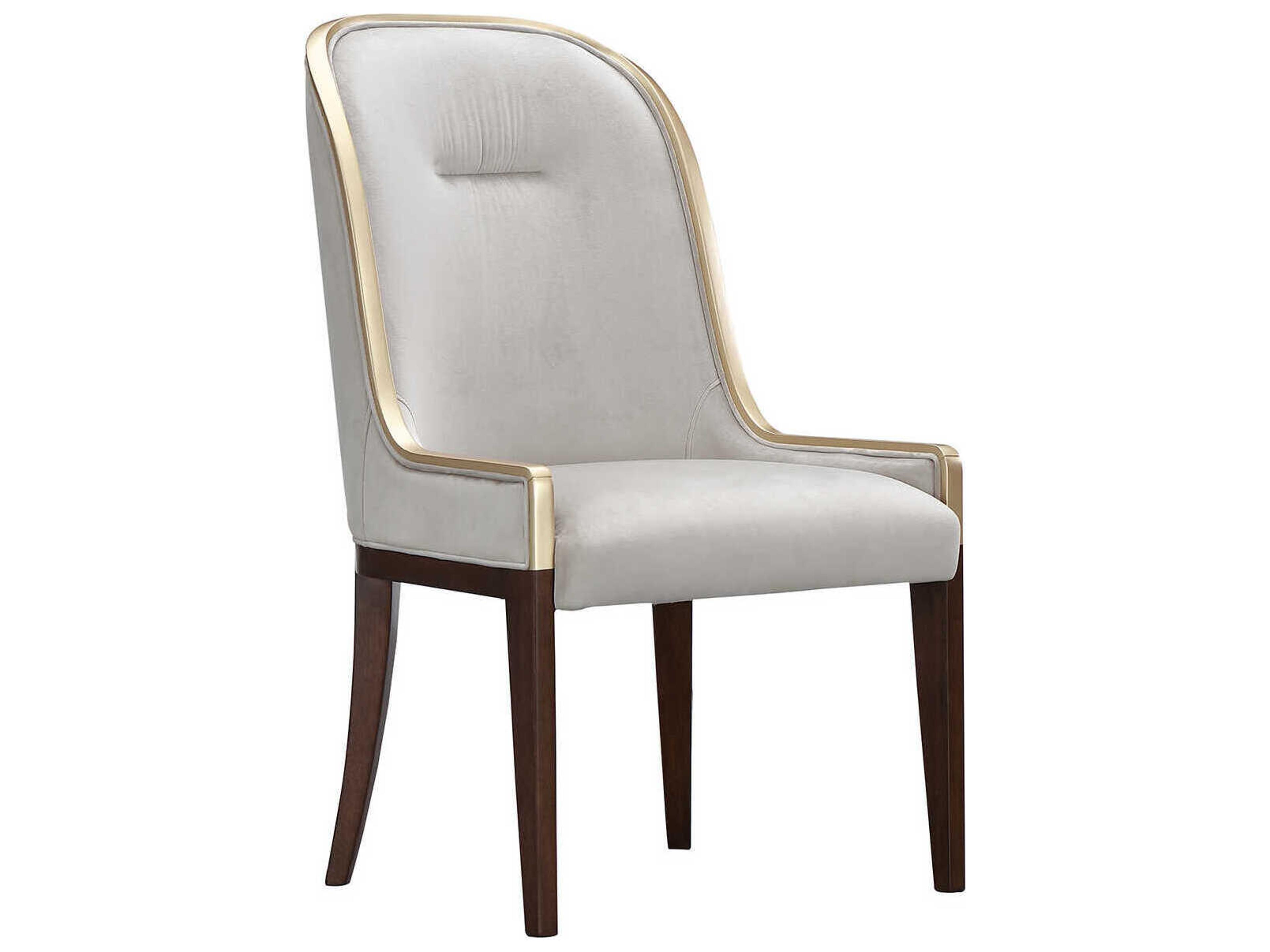 Michael Amini Houston Rubberwood Gray Velvet Upholstered Armless Dining Chair
