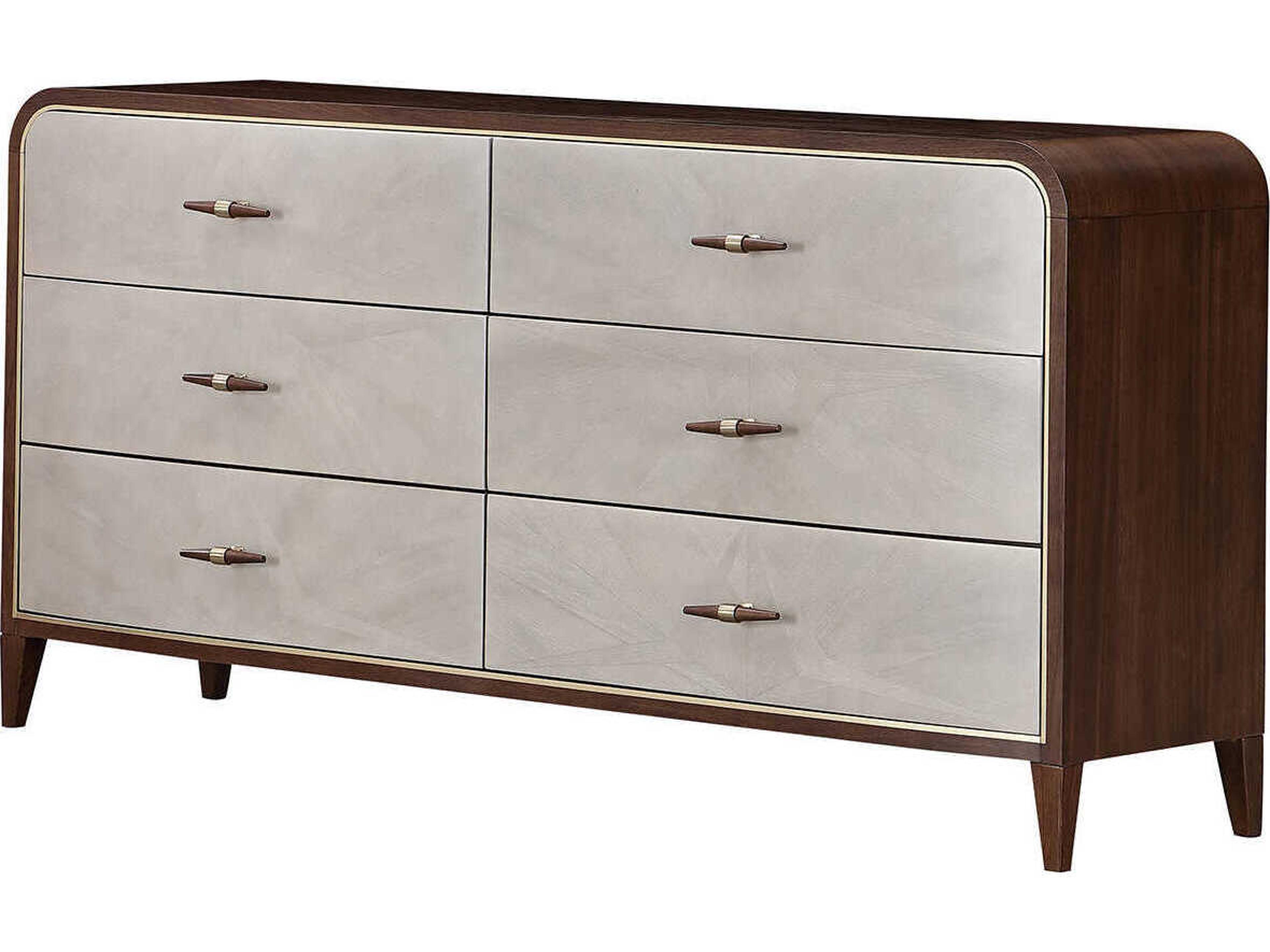 Michael Amini Houston 6-Drawers Brown Birch Wood Double Dresser
